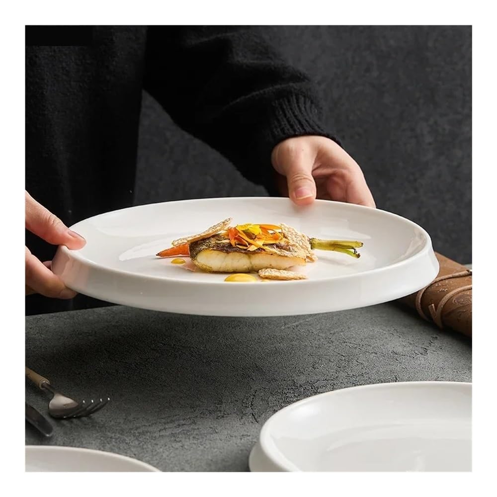 Platos llanos, vajilla de cerámica irregular para filetes, pasta y postre