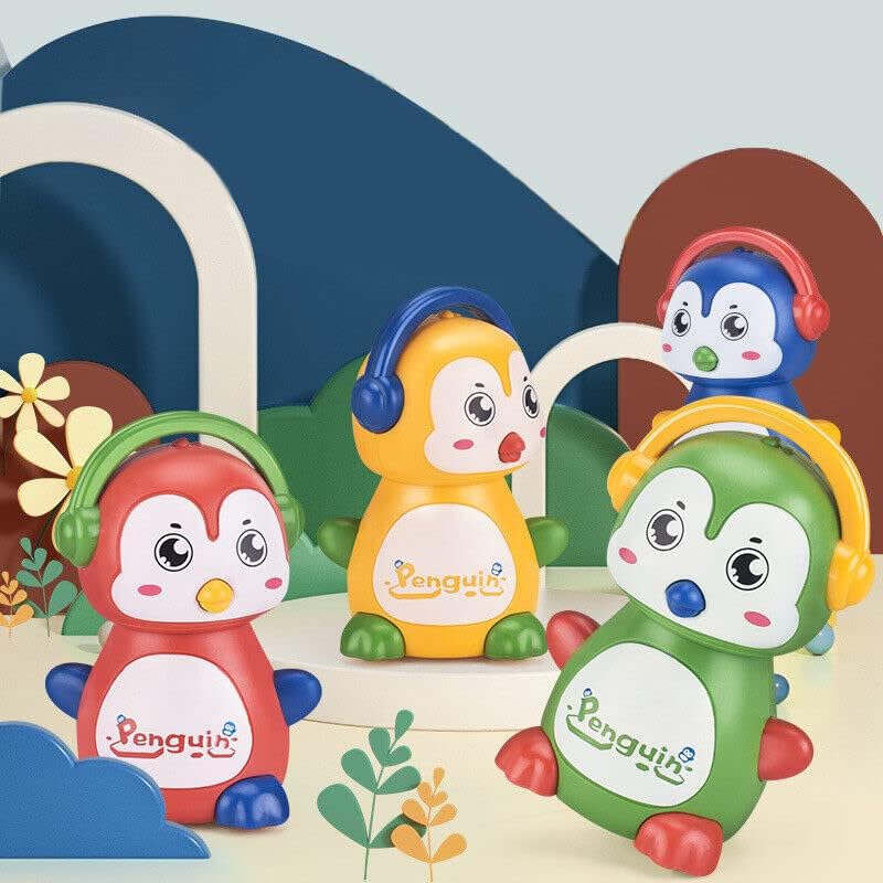 Bluebell Pack of 4 Penguine Plastic 360 Degree Rotation Head Animal Sliding Cartoon Press go, Walking Penguin Press and Run Toys Customized Kids 360 Degree Press and Go Inertial Toy (Penguin) 2
