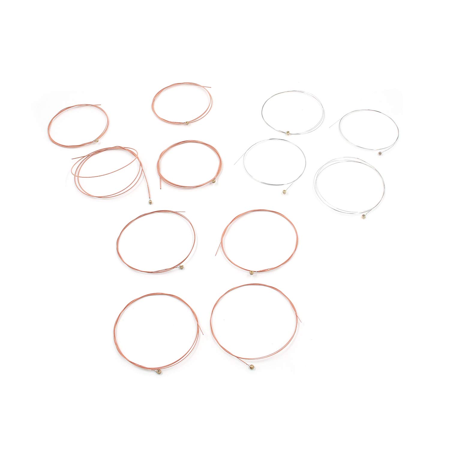Geesatis 2 Set of 6 Acoustic Guitar Strings Replacement Steel String, E-1st, B-2nd, G-3rd, D-4th, A-5th, E-6th, Rose Red and Silver, Clear and Beautiful Tone