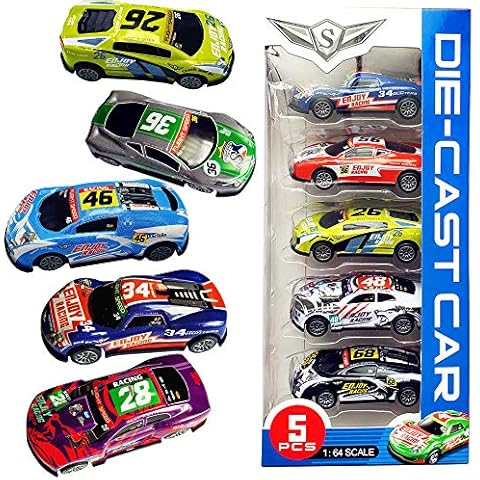 Himeeu Pull Back Racing Cars Die cast Race Car Vehicles,3 Inch Metal Friction Powered Car Toys for Toddlers, Set of 5 (Racing Cars) Cover