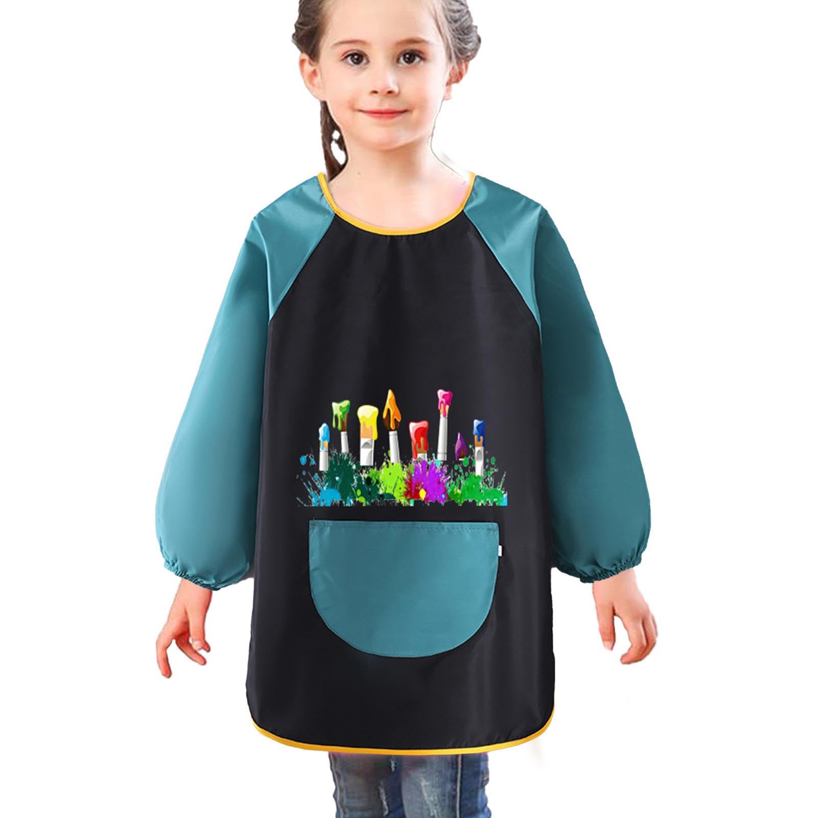 Vesaneae 2PCS Blouse Peinture Enfant 7-12 Ans, Tablier De Peinture Imperméable, Tablier Peinture Avec 3 Poches Et Manches Longues Pour Enfant Garçons Filles, Pour L'école Activités Peinture (B