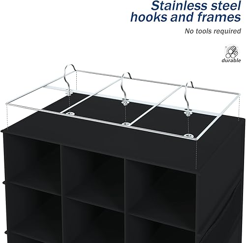 Miniatura 7 de Libeder Organizador de zapatos colgante de 24 secciones para armario organizadores colgantes de armario con 6 bolsillos laterales de malla zapatero