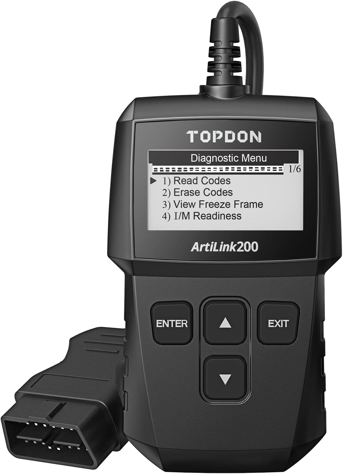 TOPDON Artilink200 OBD2 Scanner OBD-II Car Diagnostic Tool, code reader for Read/Clear DTCs, MIL Turn-off, I/M Readiness, Freeze Frame and VIN Retrieval