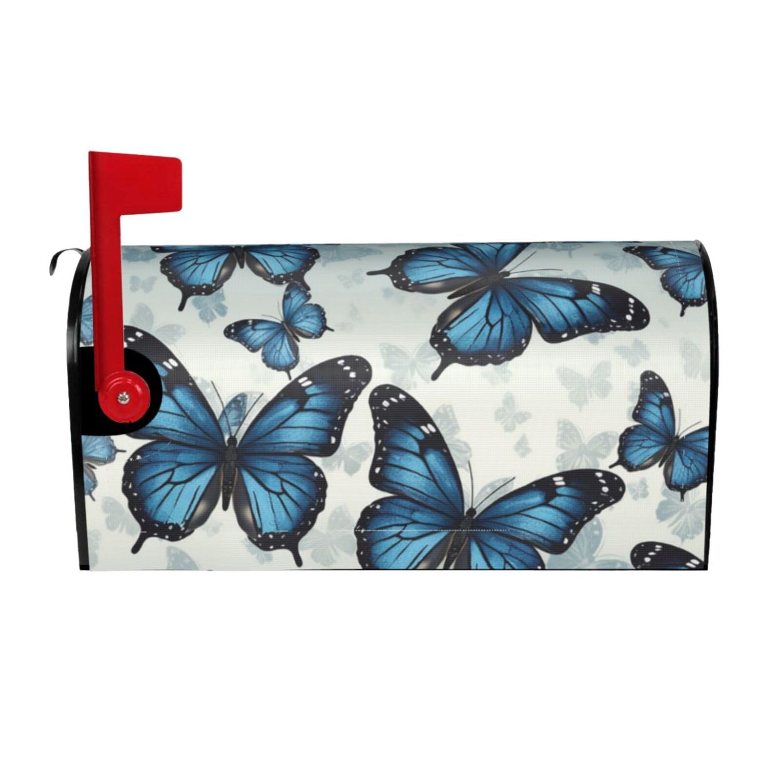 Blue Butterfly Mailbox Covers Magnetic Wraps Post Letter Box Cover Garden Home Decor 21x18 in