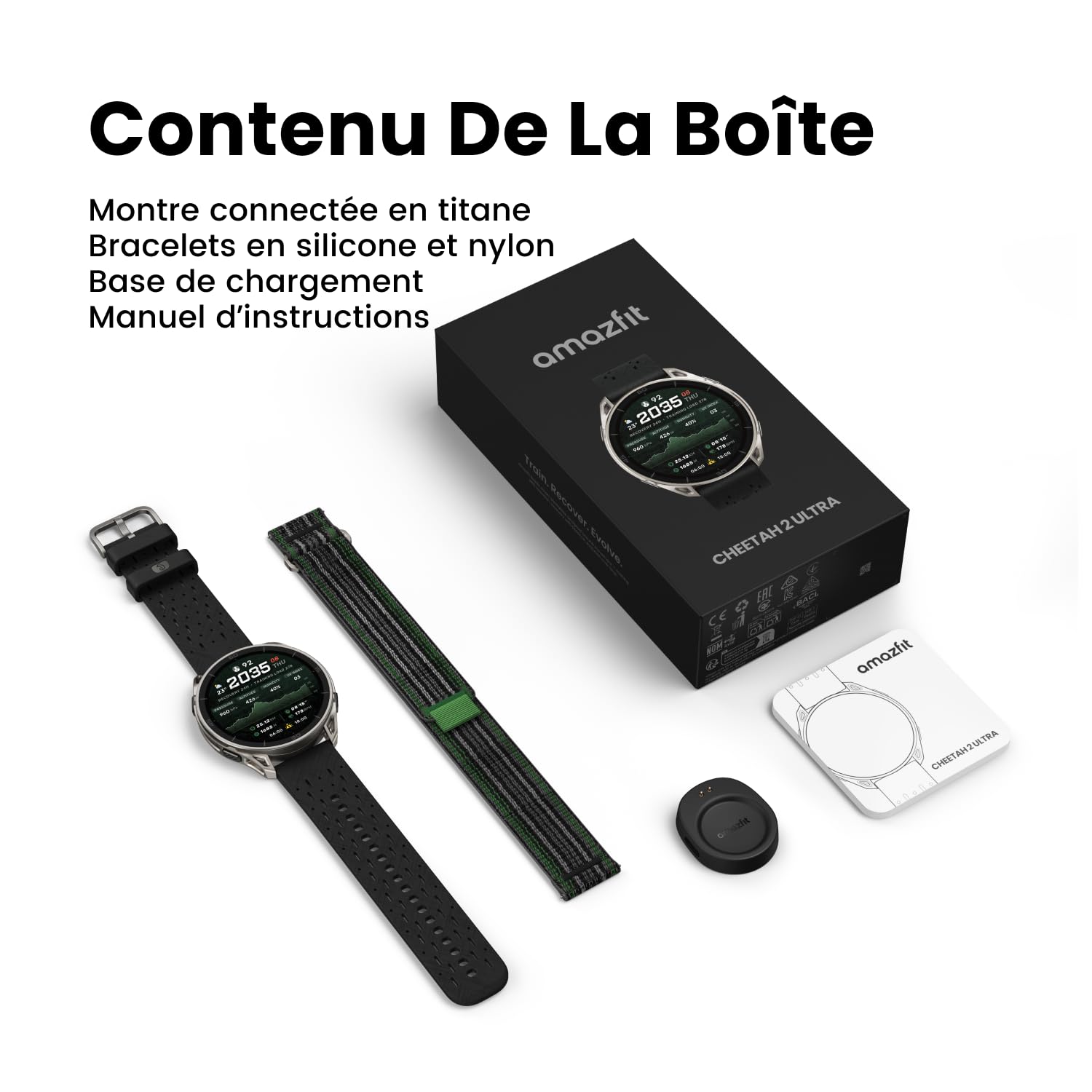 Amazfit Cheetah 2 Ultra Montre Connectée GPS 47 mm, Verre Saphir, Boîtier en Titane, Autonomie 30 Jours, Lampe Torche, Stockage de 64 Go, NFC, Cartes, +180 Modes Sportifs et HYROX, pour Android iPhone