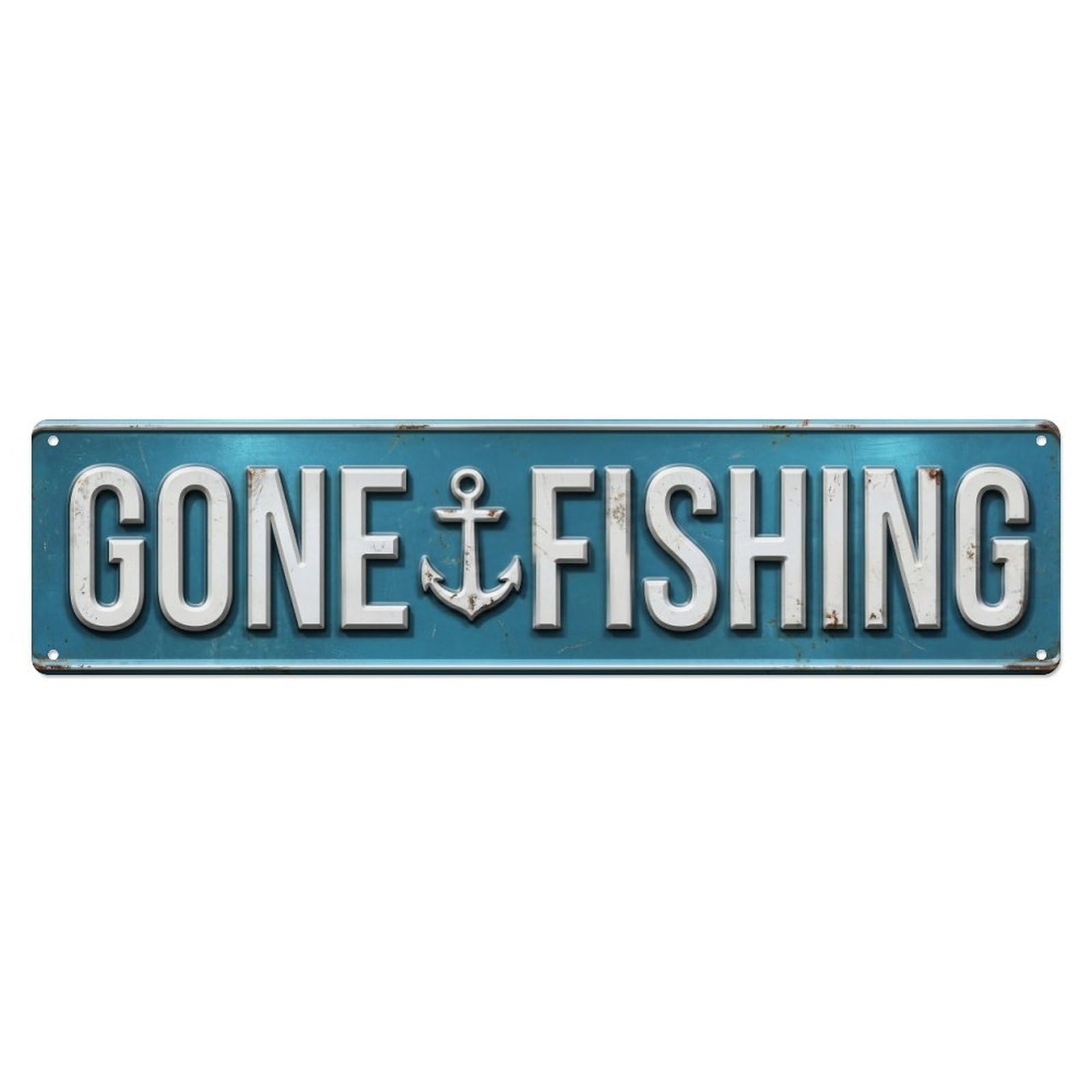GONE FISHING Fishing Season Vintage Metal Tin Sign Wall Decor for Cafe, Club, Garden Metal Poster 4x16Inch
