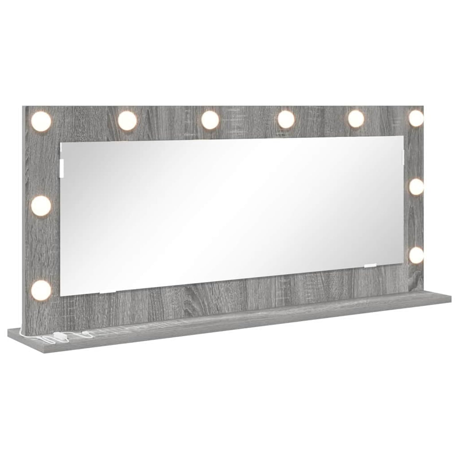 Gecheer Schminkspiegel mit LED-Lichtern Grau Sonoma 100x45x18 cm, Deko Spiegel Bathroom Mirror für Badezimmer Make-up Rasur Wohnung Hotel868330
