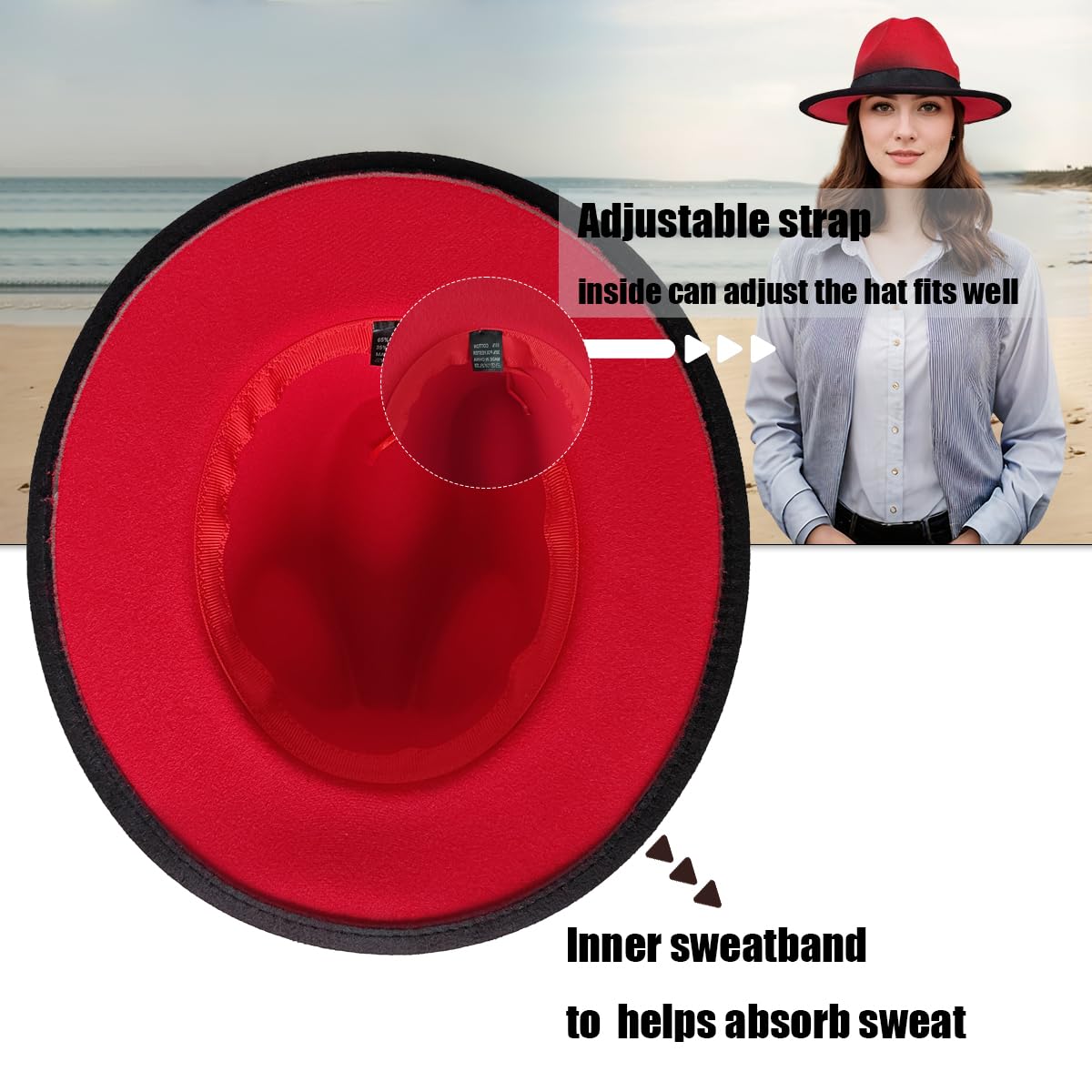 Chapeau Fedora à plumes large bord dégradé fête jazz casquette classique réglable en feutre chapeau panama pour homme femme