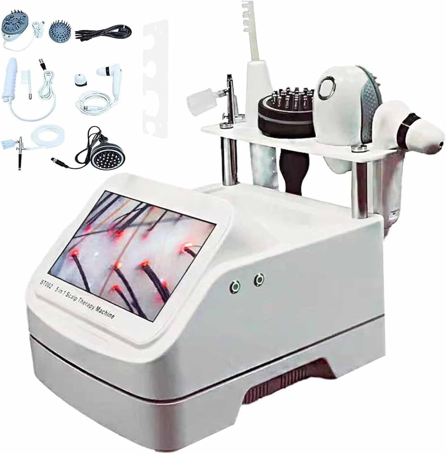 Detector de Piel y Cuero cabelludo 5 en 1, máquina de análisis del Cuero cabelludo, escáner Digital con Pantalla LCD de 10 Pulgadas para detectar la Salud del Cabello y la Piel.