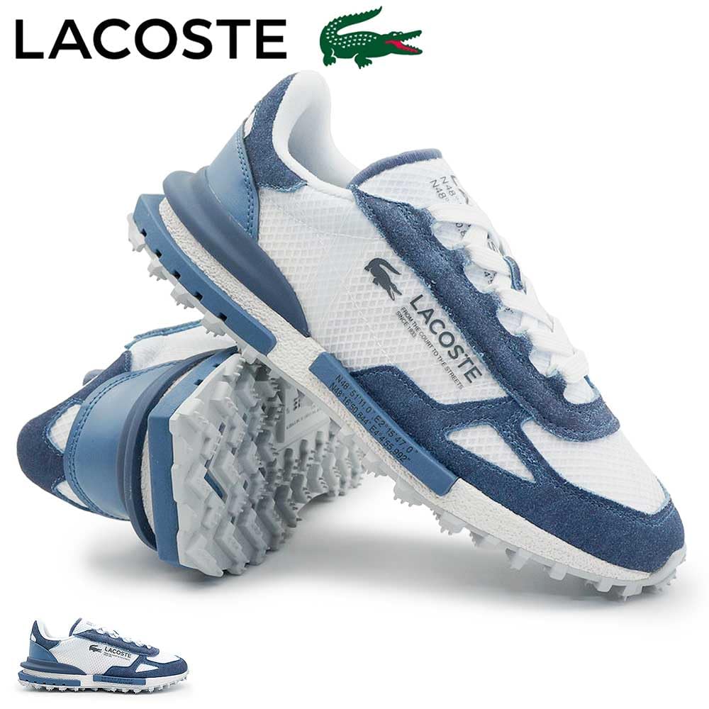 Lacoste Elite Active, Zapatillas Deportivas Retro para Hombre, Ante y Malla, Blanco y Azul Marino, Ligeras (Sistema Tallas Calzado EU, Adulto, Números, Mediano, 41)