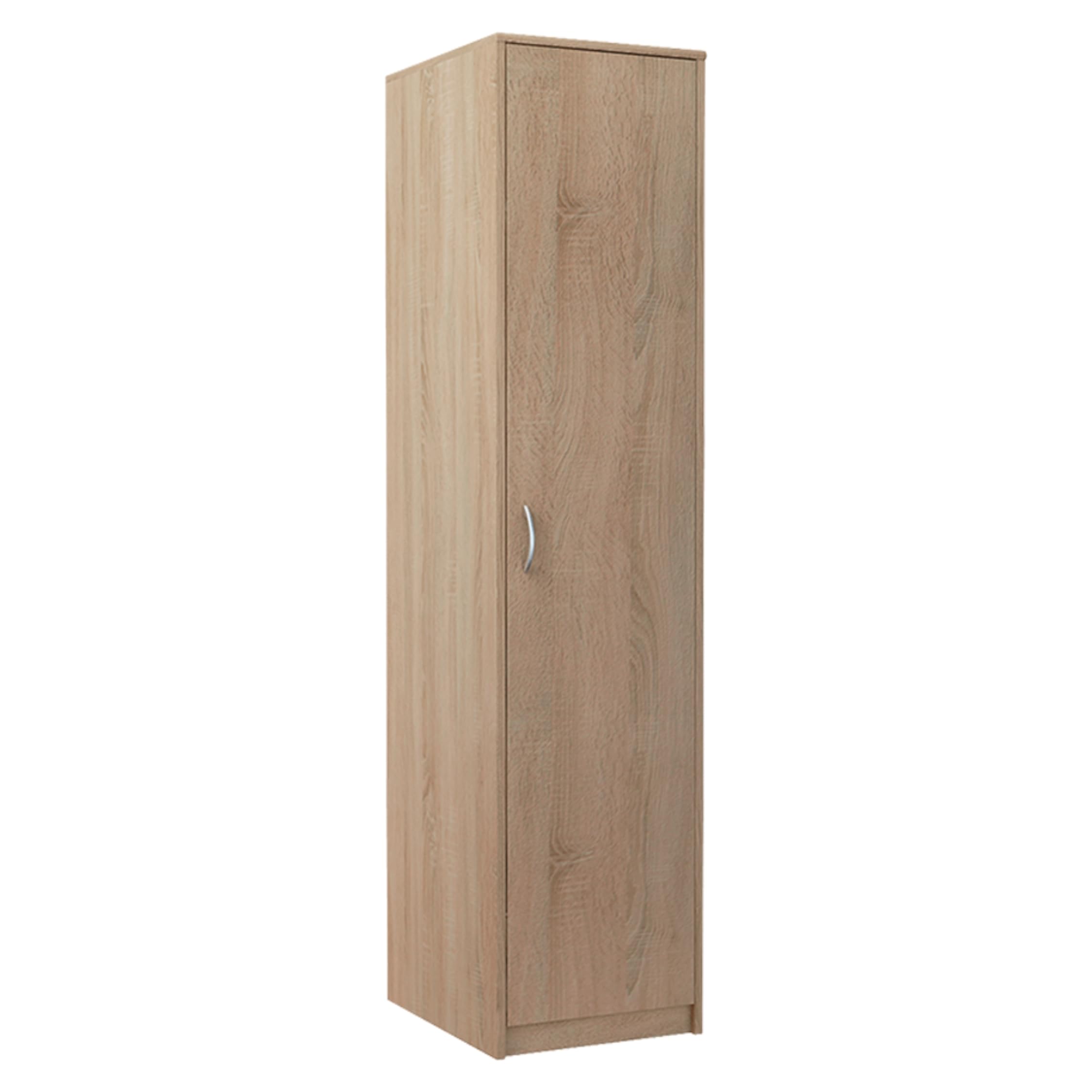 Home Collective Kleiderschrank mit 1 Tür, 1 Kleiderstange und 2 Einlegeböden, Garderobenschrank 45 cm breit Schrank schmal Matte Oberfläche, ideal für Schlafzimmer, Wohnzimmer, Flur | Sonoma