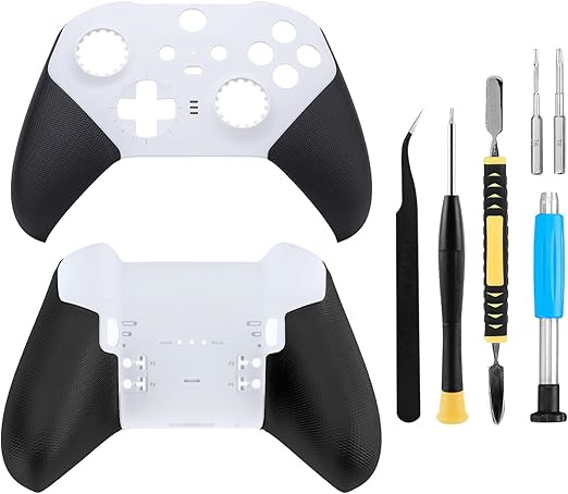 OEM Front and Back Housing Shell Replacement Kit for Xbox Elite Series 2 Controller - Includes Faceplate, Grip Cover, and Repair Tools (White)
