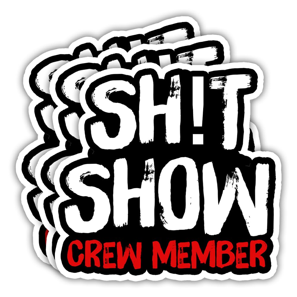 SODAVA (3Pcs, 3"x3") Funny Chaos Crew Sticker - Sh*tshow Team Member Waterproof Vinyl Decal for Laptop, Water Bottle, Toolbox, Office Gag Gift, Humor Sarcastic Bumper Sticker