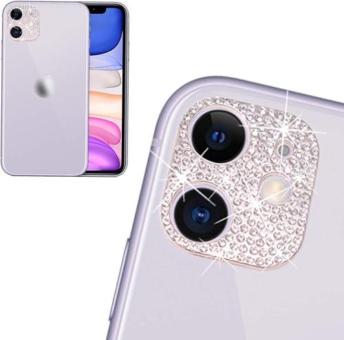 Decoraciones de cámara trasera para iPhone 11/12 Mini 3D Bling Bling Diamond Lens Protector con anillo de agujero de destello Anticaída Decorar