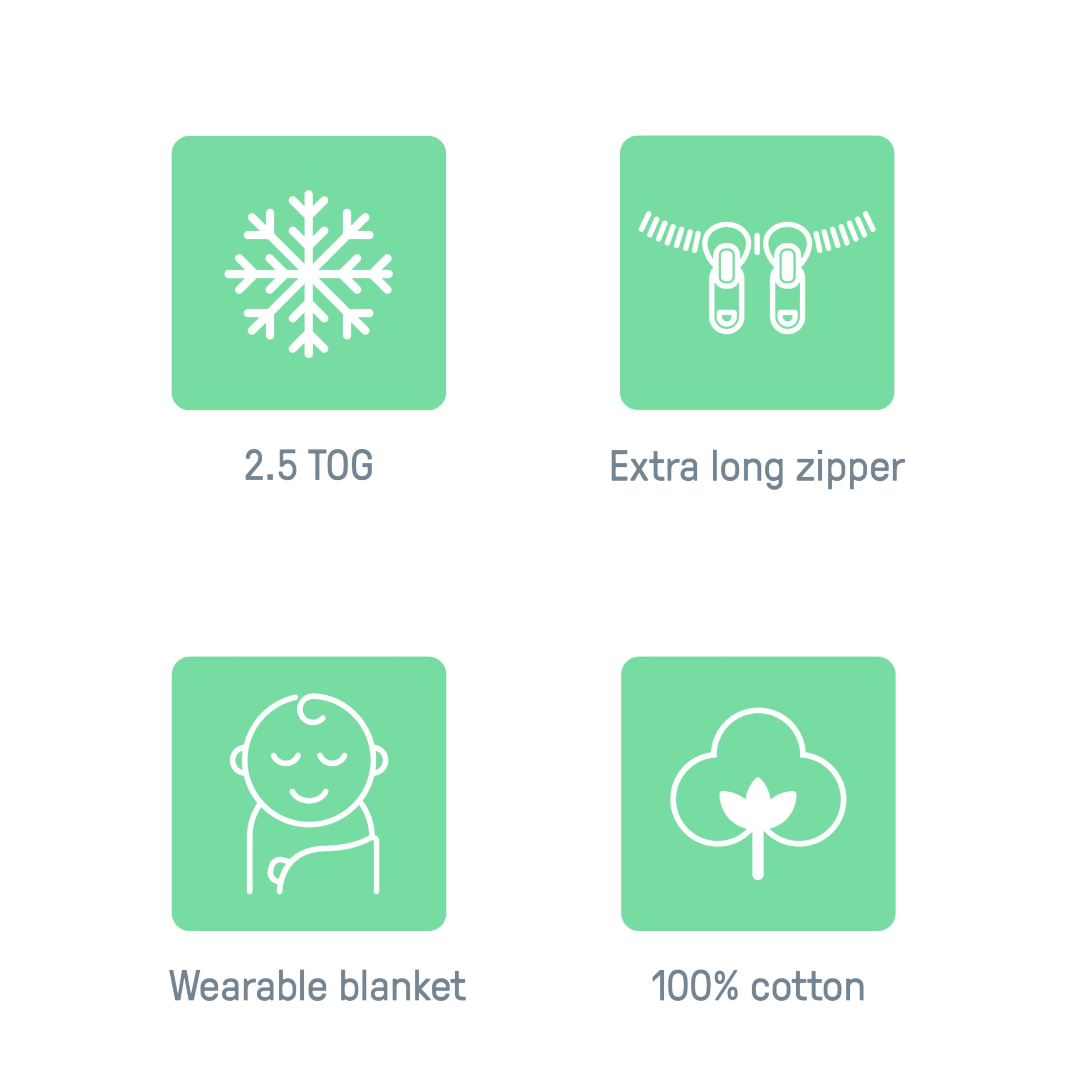 Ingenuity SwaddleMe Schlafsack Baby 2.5 TOG, Größe 3-18 Monate, 6,4-10,9 kg, Hält Baby bei kühleren Temperaturen warm, Extra-langer Reißverschluss, 100% Baumwolle - Flock