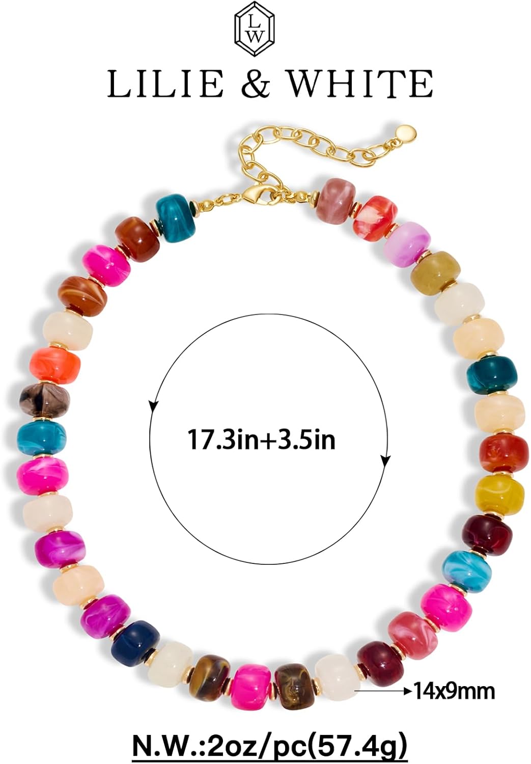 LILIE&WHITE Resin Chunky Beaded Necklace for Women Minimalistic Modern Statement Necklace Jewelry Accessories - Image 6