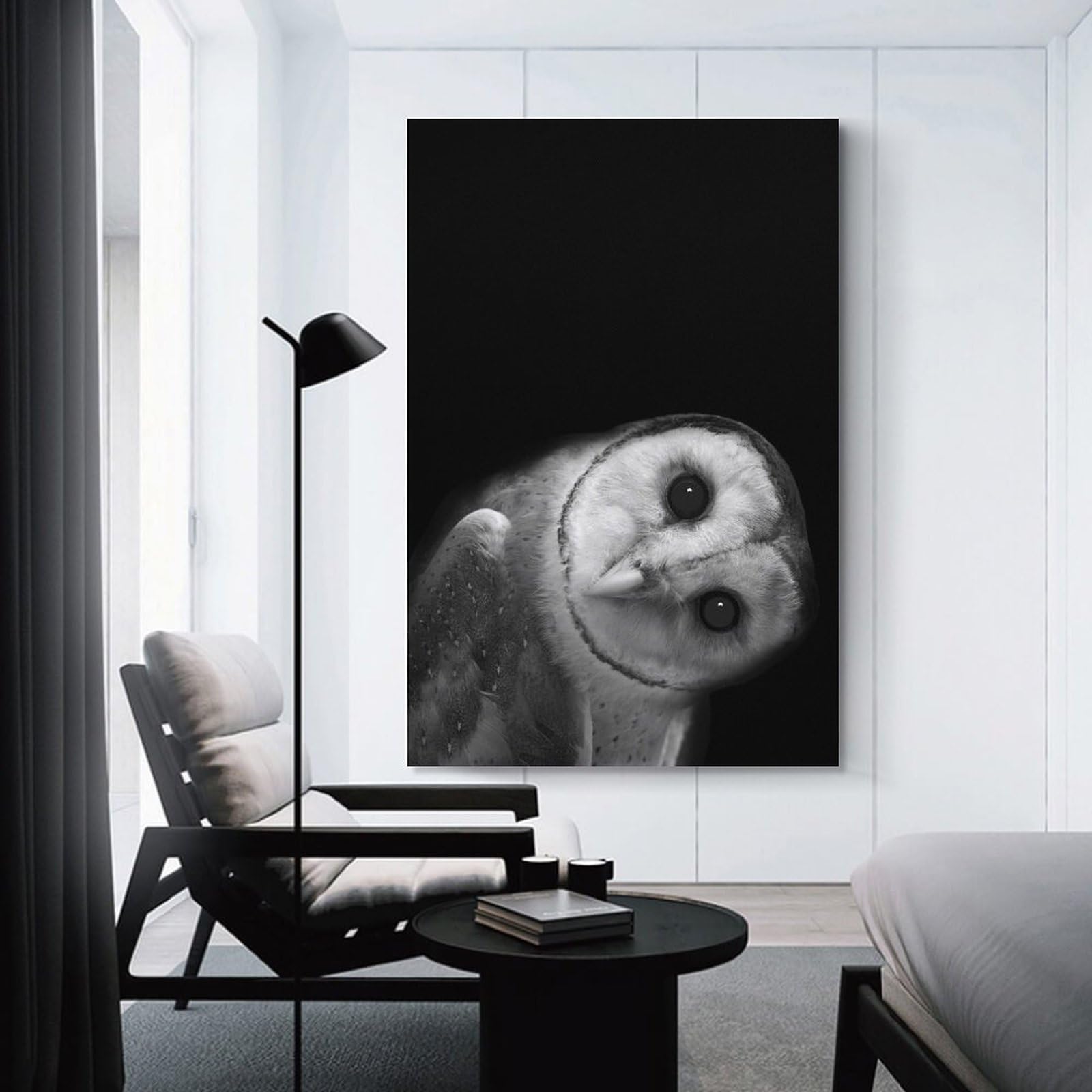 Junmoney Decorative Canvas Print Barn Owl Portrait, 20x30inch(50x75cm), for Office, Study Or Home Workspace, Decorative Artwork for Productive Spaces