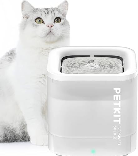PETKIT EVERSWEET Fuente Automática para Gatos 1,85L, Bomba de Agua Inalámbrica, Bebedero Gatos Ultra Silenciosa, 35dB, Luz LED Inteligente, Unidad de Filtrado 3.0, Fuente Agua para Gato - Blanco