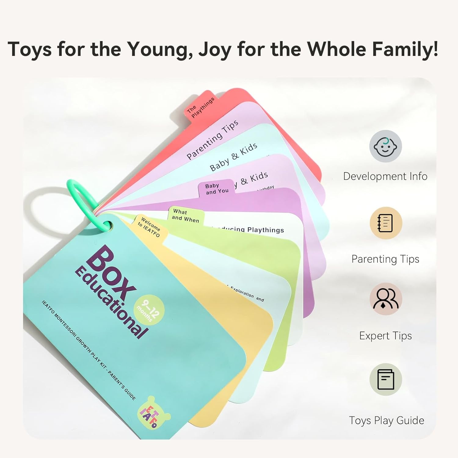 IEATFO Montessori Toys for Babies 9-12 Months, 7-in-1 Wooden Playful Learning Toys with Egg Cup, Castanets, Baby Tissue Box, Textured Shape Puzzle, Cylinder Drop Box and More, Stage-Based Toy