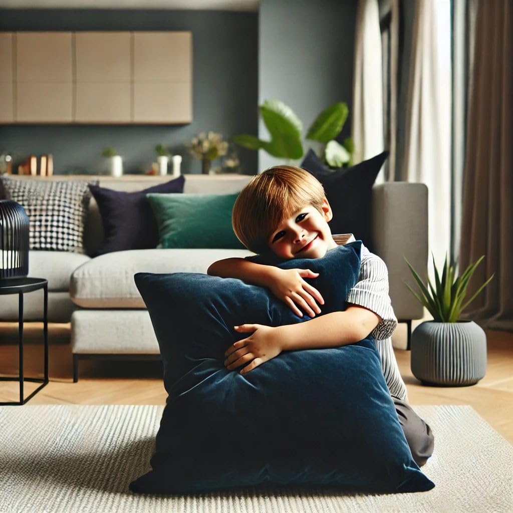 Big Size 28x28 Inches Throw Pillow Cases Cozy Soft Velvet Square Decorative Pillow Covers for Farmhouse Home Décor(Dark Blue)