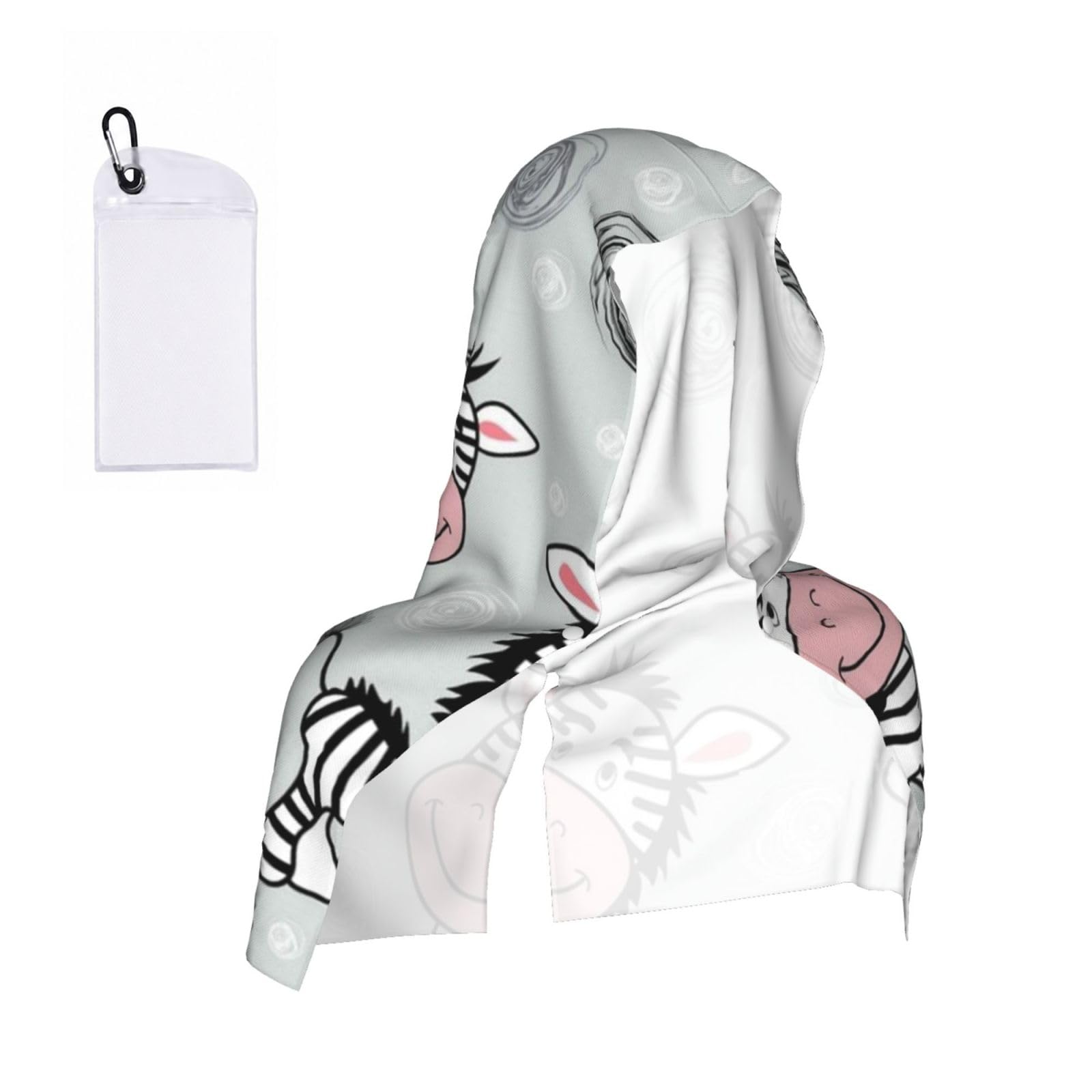 EZDLOWVBA Cute Zebra Print 2 Pack Cooling Hoodie Towels,Sports Headscarf, Neck Wrap Scarf,Breathable Cooling Towel For Neck And Face, Travel, Swimming, Training