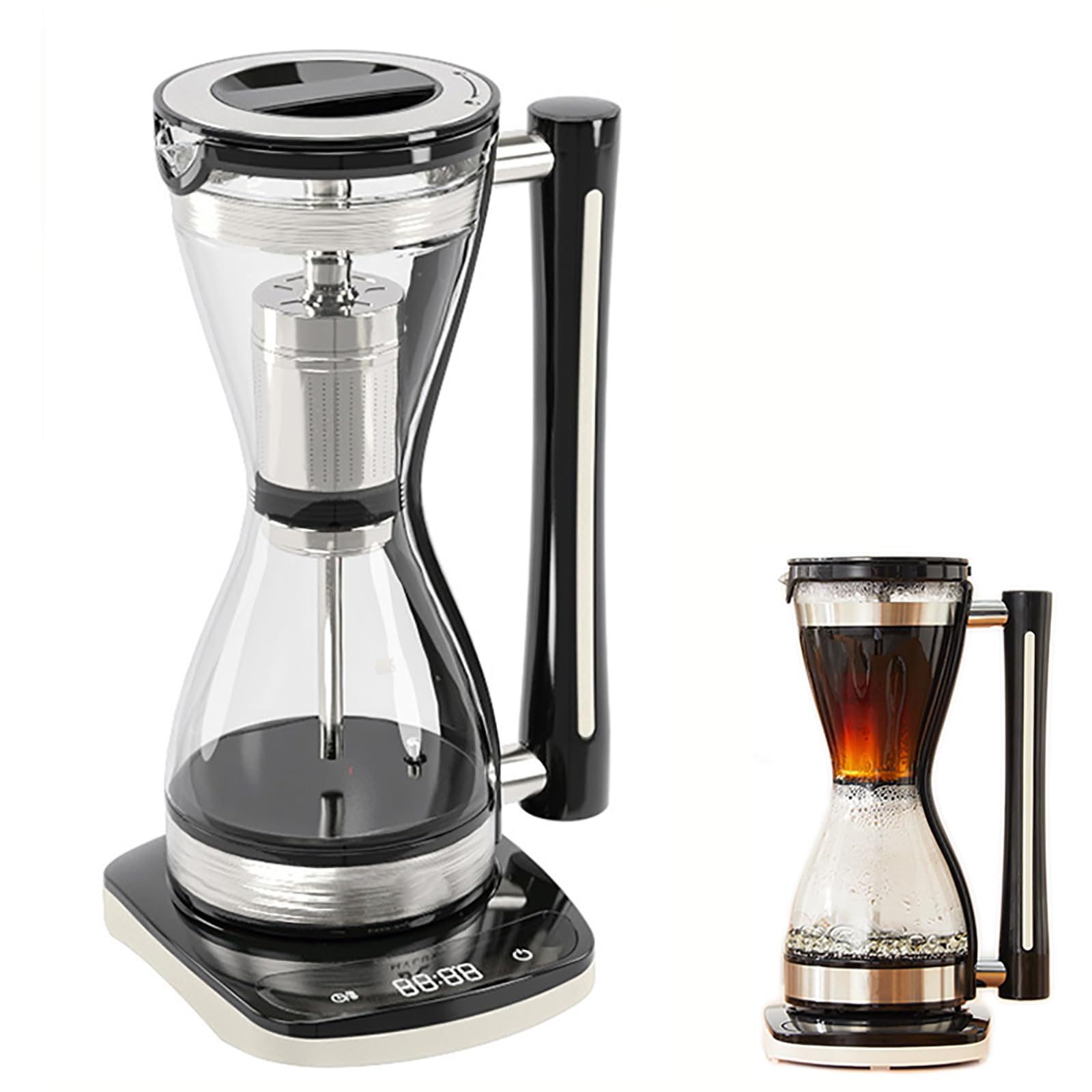 Ngary 750W Siphon Coffee Maker, Glass Siphon Pot With 240Ml Capacity, 3 Gears Adjustable And 30-Minute Keep Warm, Anti-Dry Burn Protection & Double Filter, Perfect For Coffee Enthusiasts