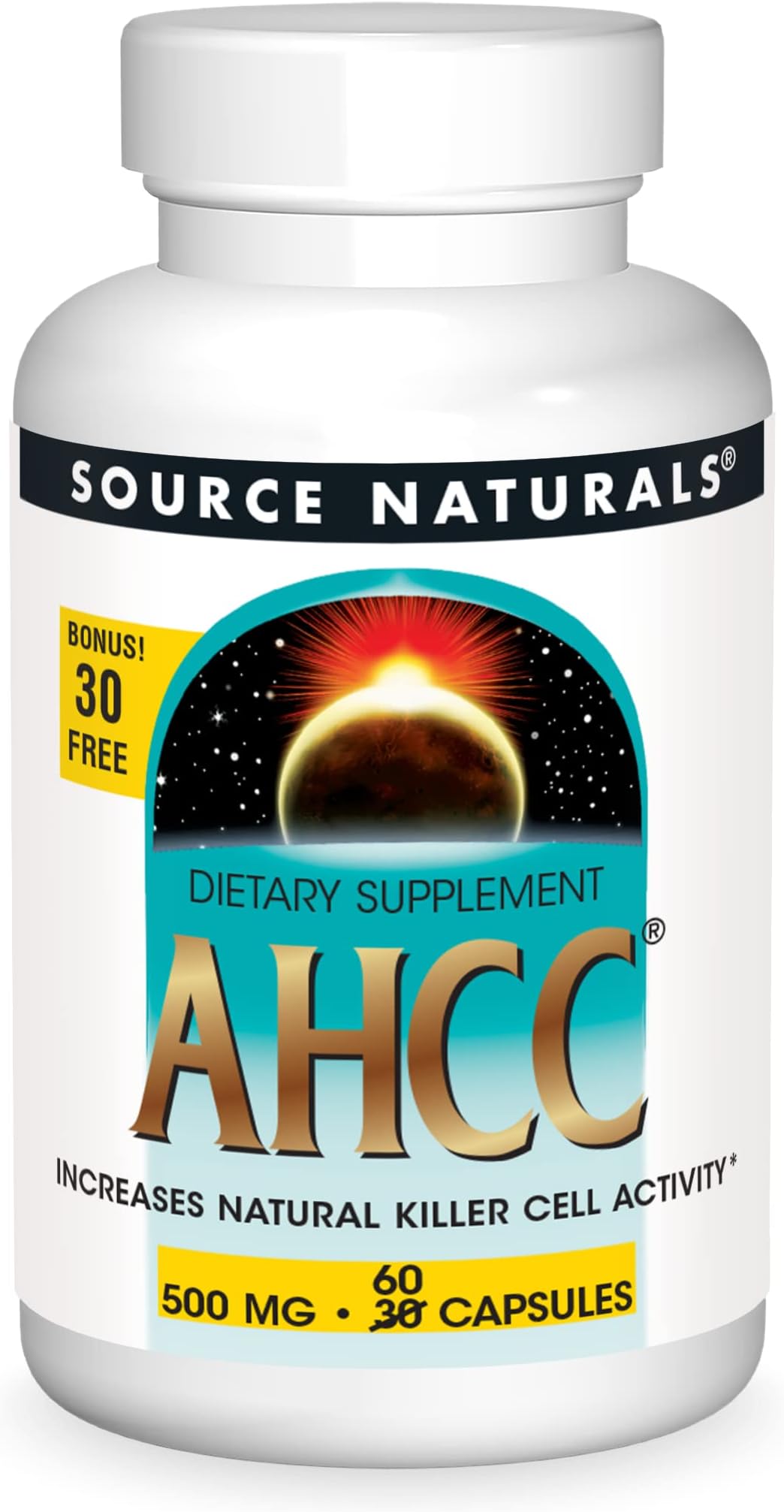 Source Naturals AHCC Capsules, 500 mg, 30+30 Capsules