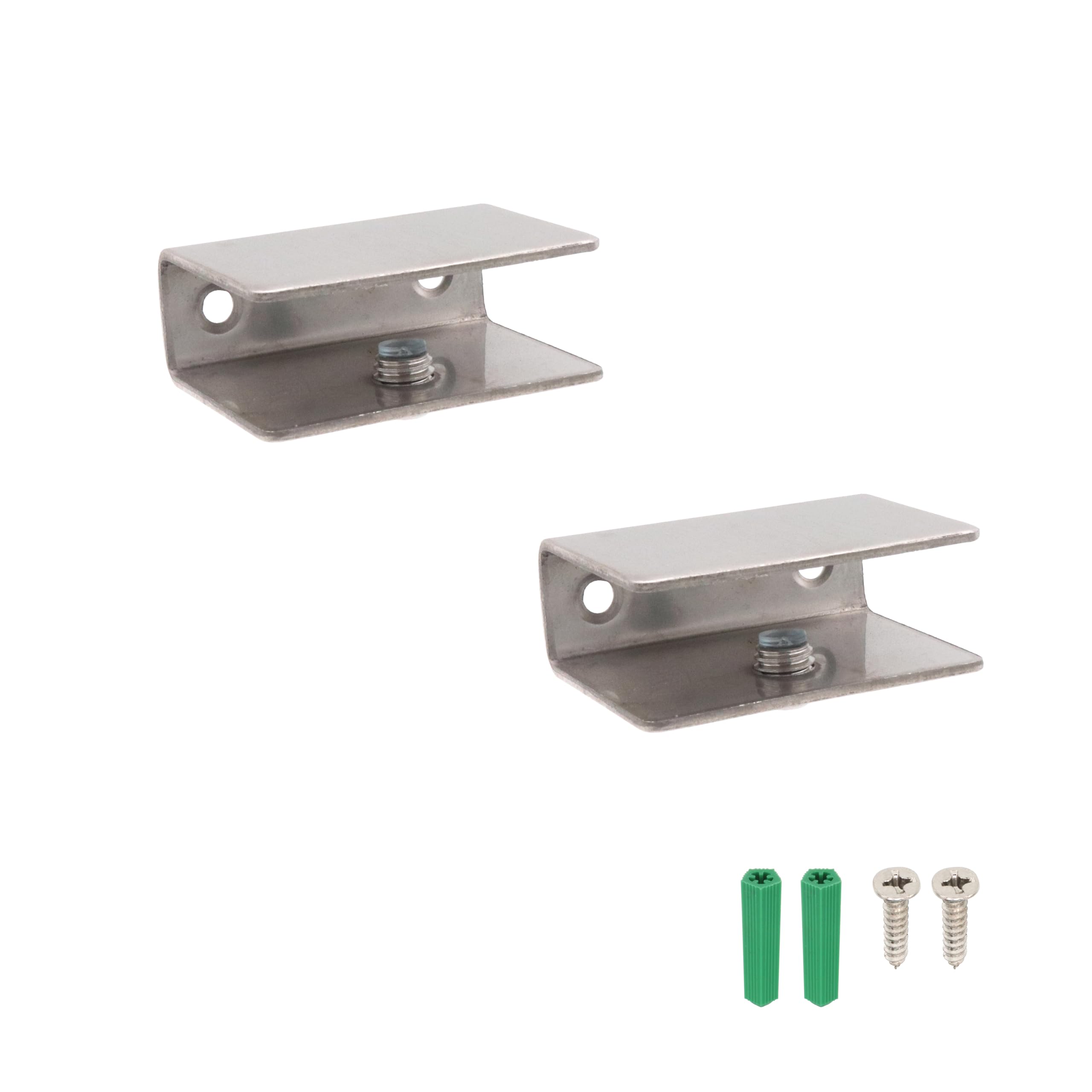 Scxcly Silvery 4Pcs Glass Shelf Brackets, 9-14Mm (Applicable Thickness) Wall Mount Clamps Glass Shelves, 304 Stainless Steel (Silvery)