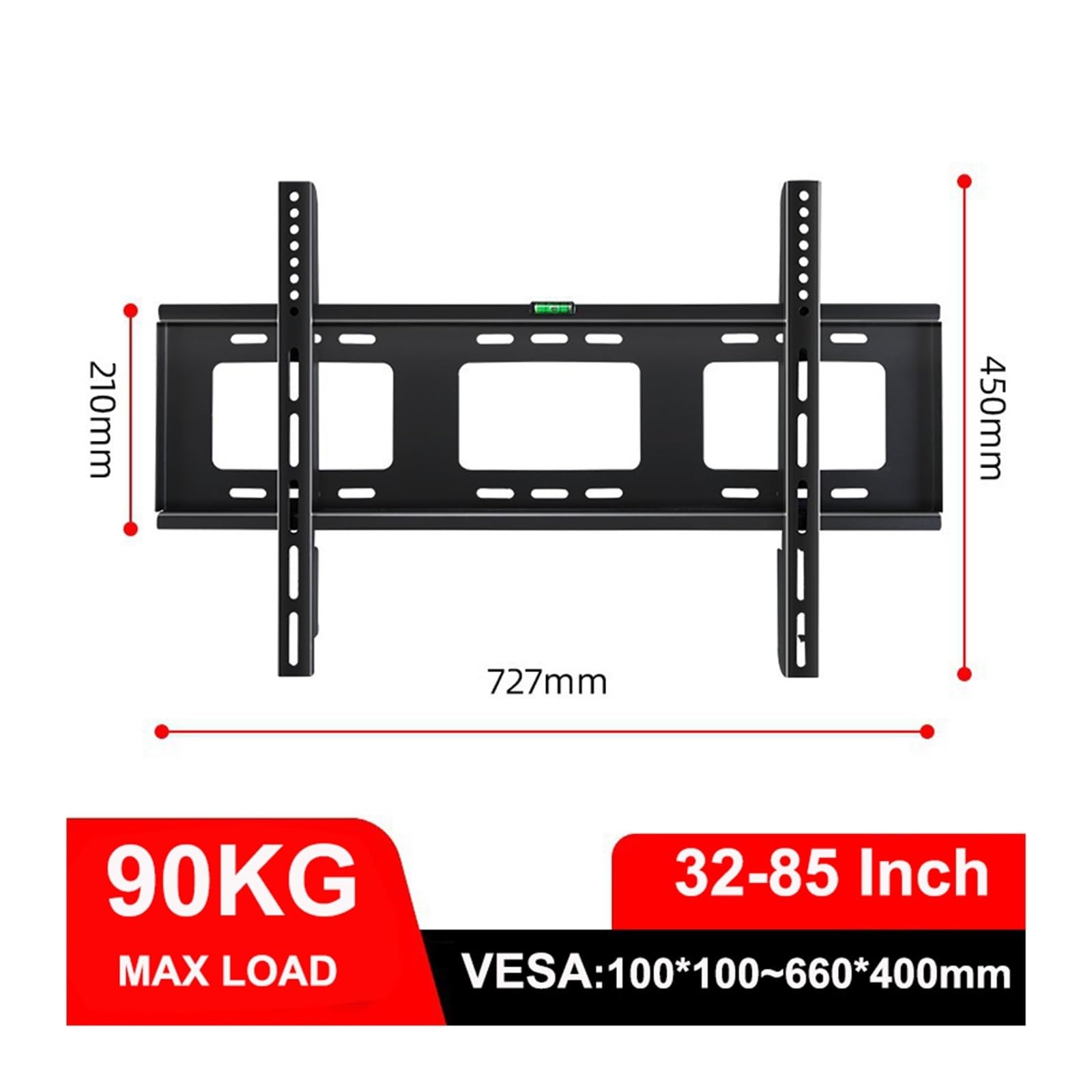 Supporto TV Da Parete Universale, Supporto TV Integrato, Espositore For La Maggior Parte Dei Modelli Da 32 A 85 Pollici, VESA 660x400 Mm, Capacità Di Carico Di 198 Libbre