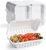 Vista 13 de YANGRUI Recipientes Desechables de 7.8" 30 oz Paquete de 65 - Envuelto en Plástico Retráctil Contenedor de Alimentos de Plástico PP Relleno