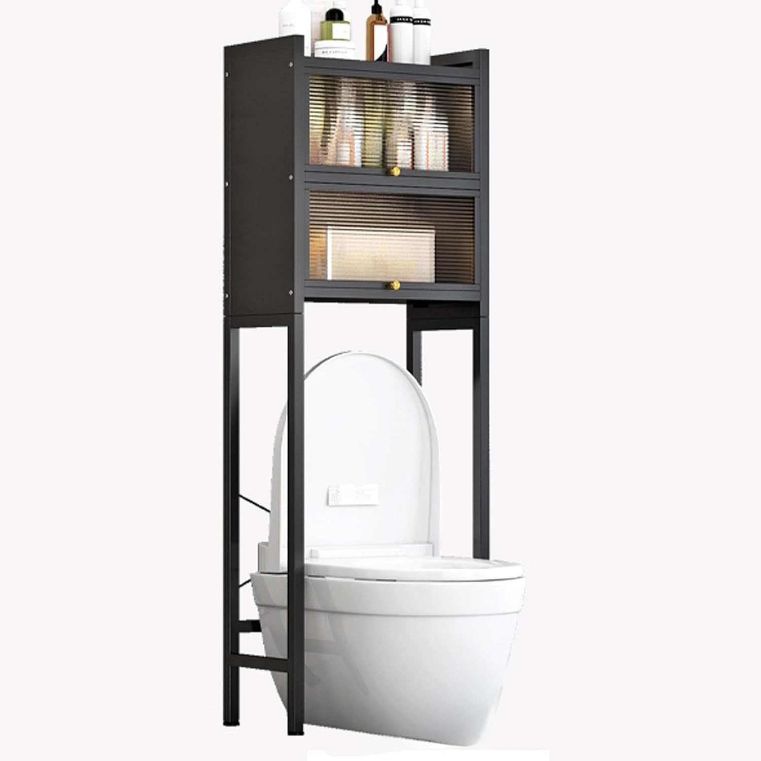 Over The Toilet Storage Cabinet, Metal Over The Toilet Organizer Rack, Freestanding Bathroom Organizer, Over Toilet Storage Unit with X-Shaped Bar, for Bathroom, Laundry(167cm/65.7in)