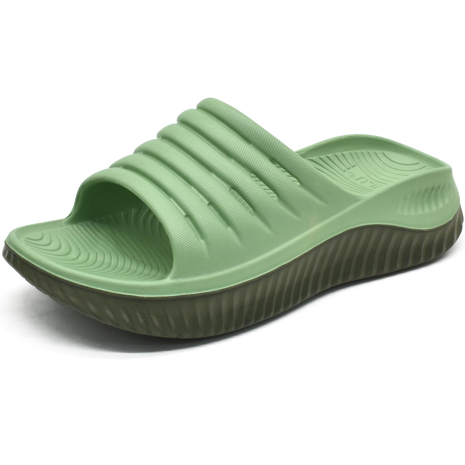 KuaiLu Womens Recovery Sandals With Comfortable Plantar Fasciitis Arch Support, Ladies Orthotic Open Toe Sport Slides Thick Cushion Reduces Stress on Feet, Joints & Back Post-Exercise, Black, 10