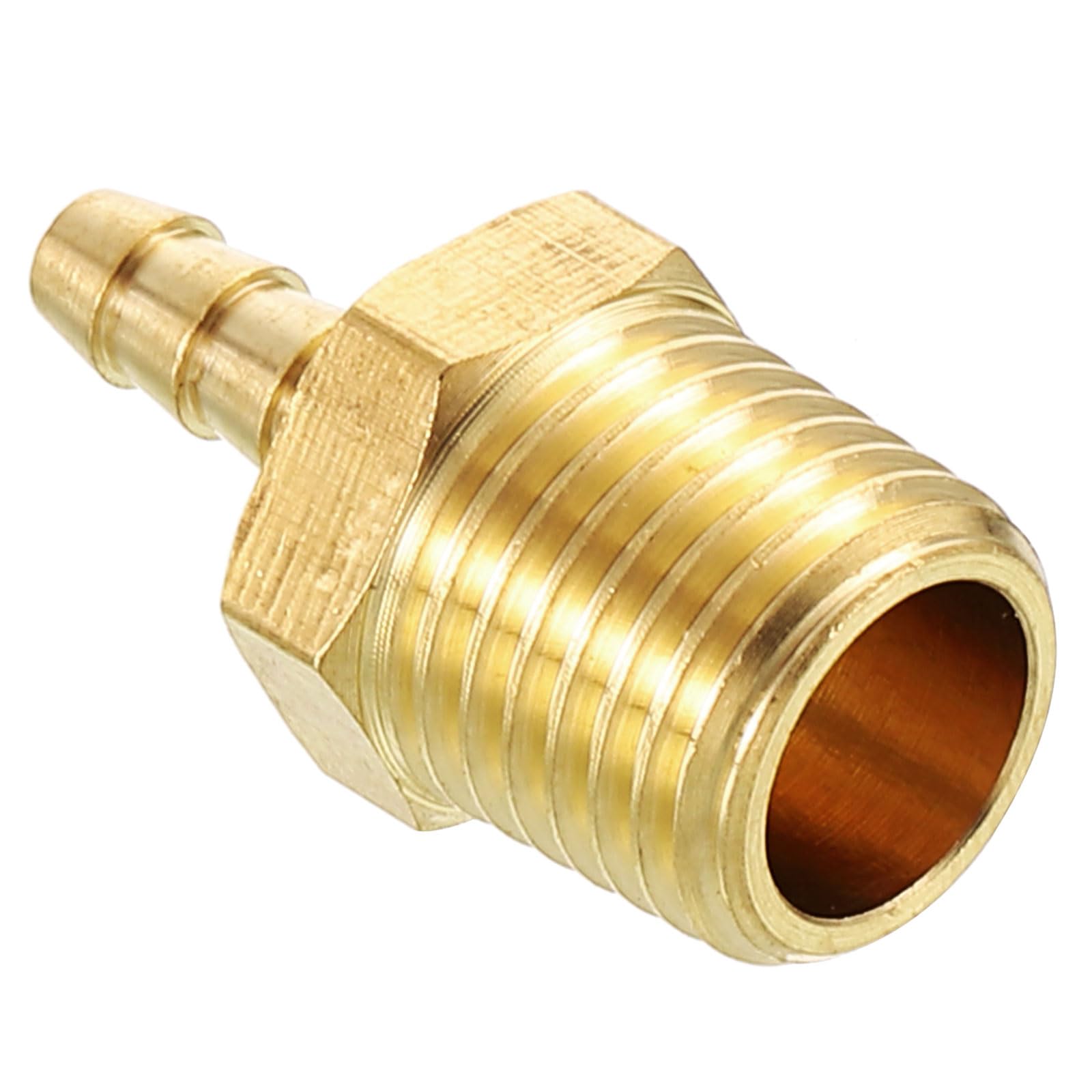 Kozelo Pack of 1 Brass Hose Barb Fittings Adapter Connector 1/8" Hose Barb to 1/4" NPT Male Fittings for Home Machines, Massage Bathtubs, and