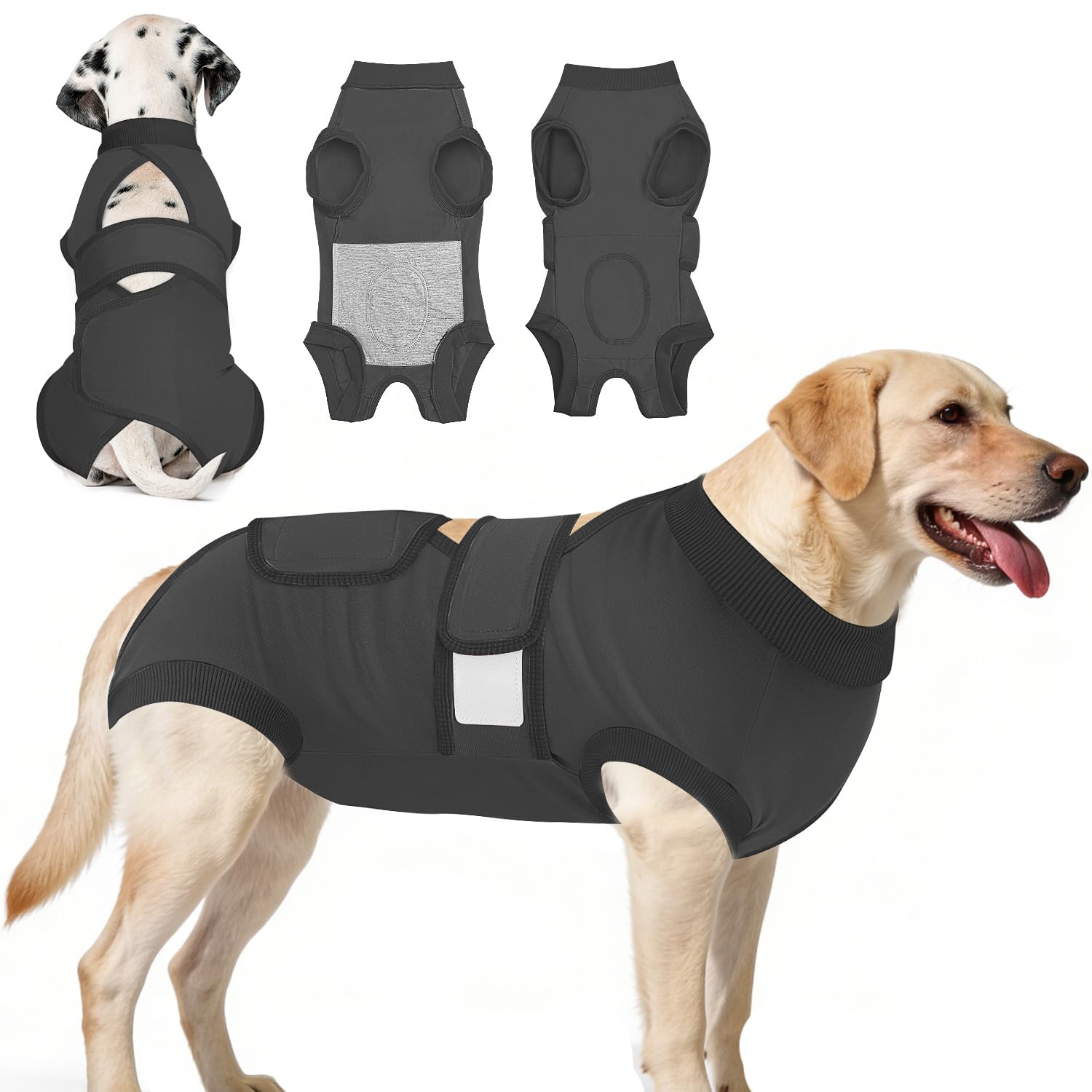 Eyein Dog Surgery Recovery Suit, Breathable Adjustable Female Male Dog Surgical Suit, Anti Licking Cone Alternative Pet Body Suit After Surgery Spay NeuterοΌGrey,2XL)