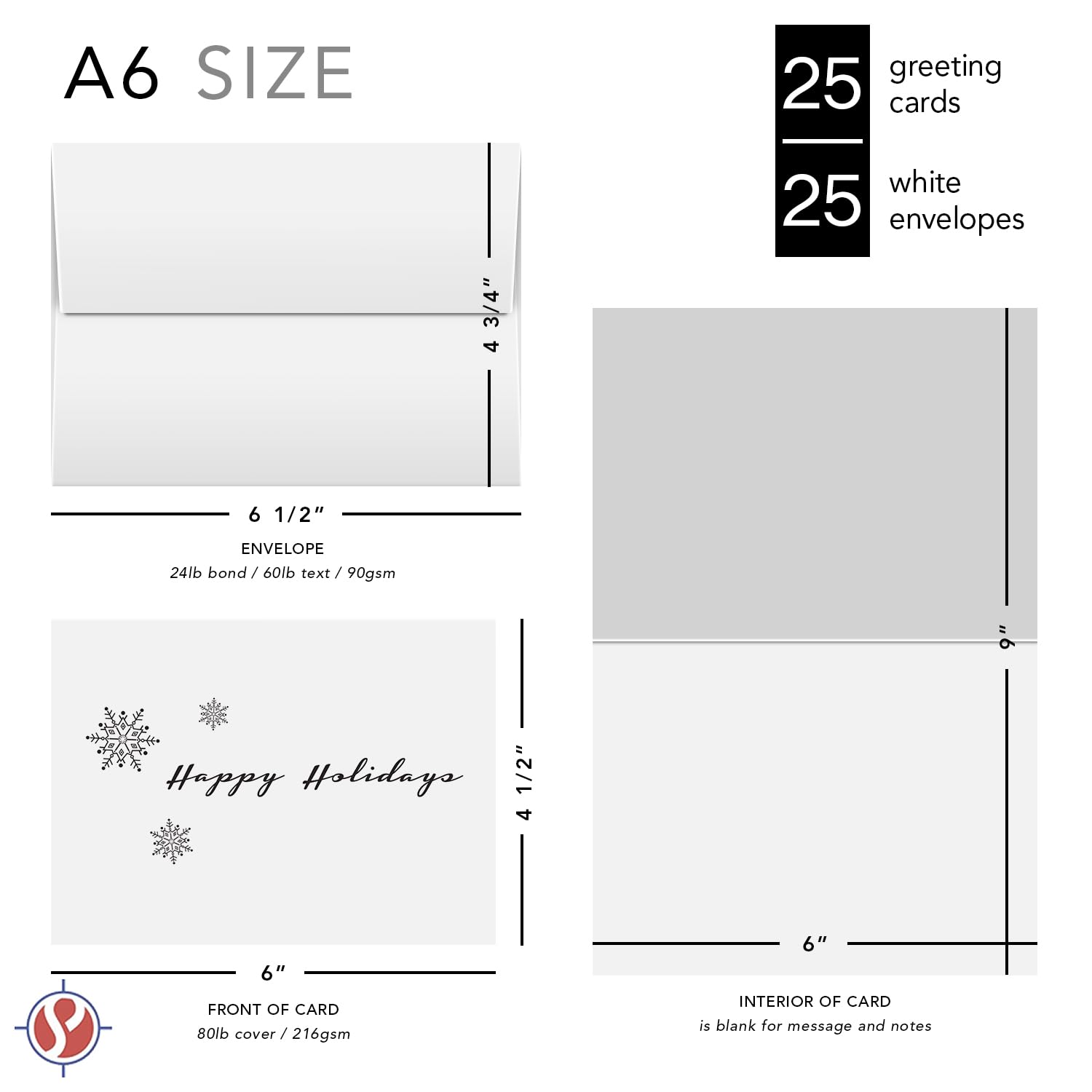 Weihnachtsgrußkarten-Set Mit Schneeflocken-Motiv – 25 Karten + Umschläge, 11,4 X 15,2 Cm (gefaltet), Für Drucker Geeignet