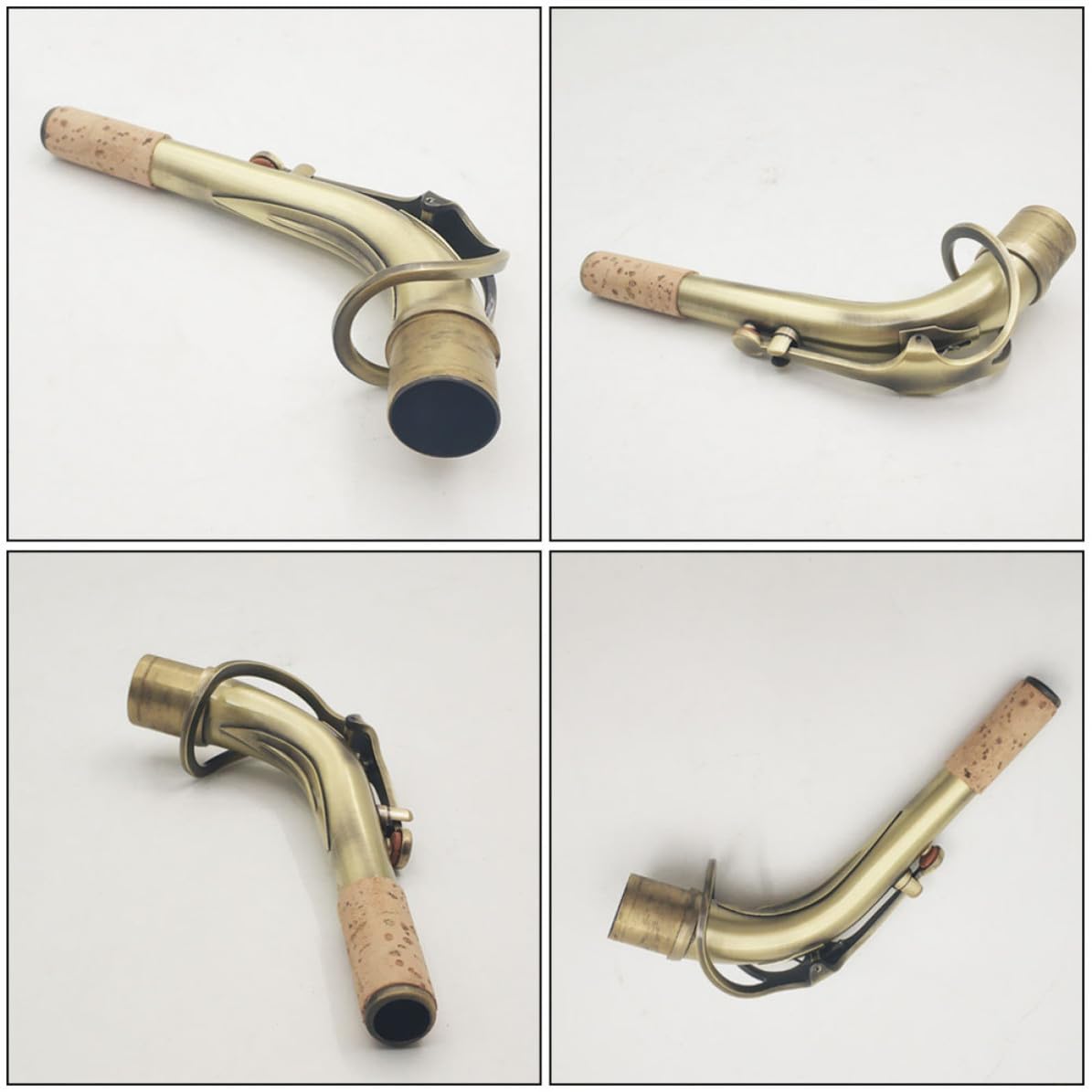 Vaguelly Saxophon und Klarer Klang 24,5mm Durchmesser Messing Anschlusshals mit Gebogenem Antiqued Design Praktischer Einsatz für Altsaxophon