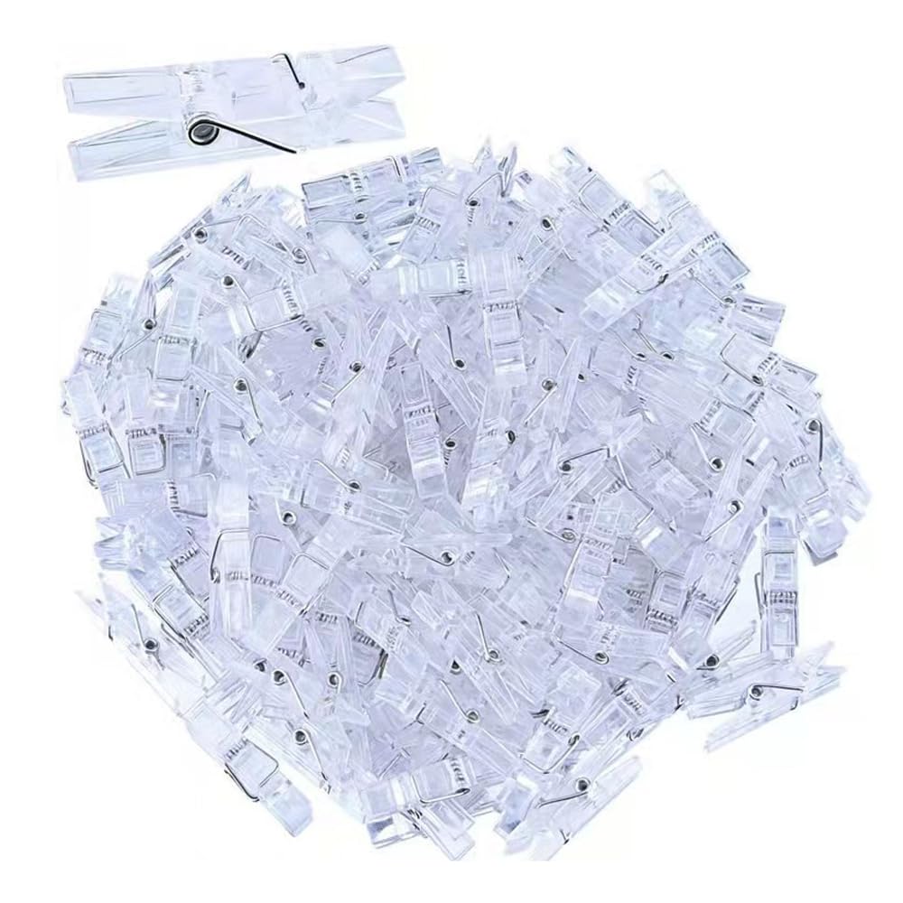 Mini Clear Pegs,100 PCS Tiny Photo Clips Clothes Pegs Clear Plastic Photo Pegs for Art Craft DIY Party Wedding Decoration 3 * 25mm