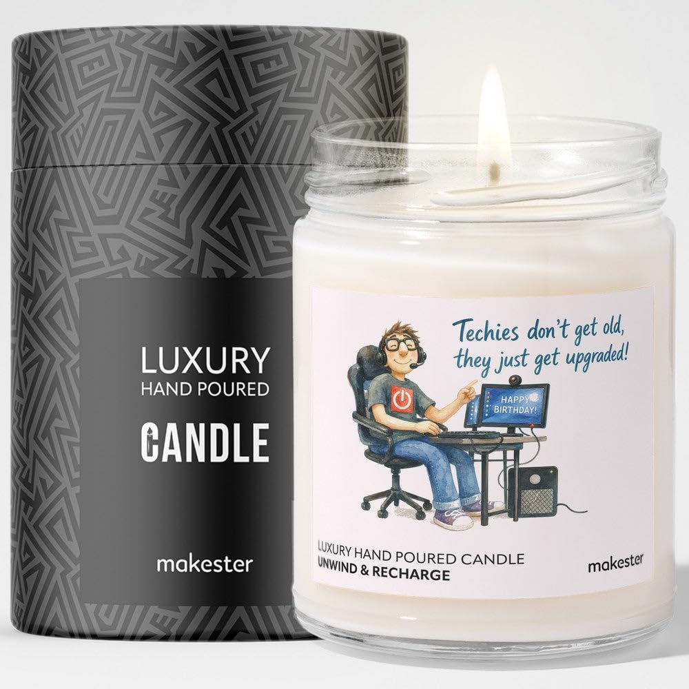 Birthday Gift for Techie - Luxury Soy Wax Candle - Vanilla, Jasmine, Sugared Almond - Makester — image 1