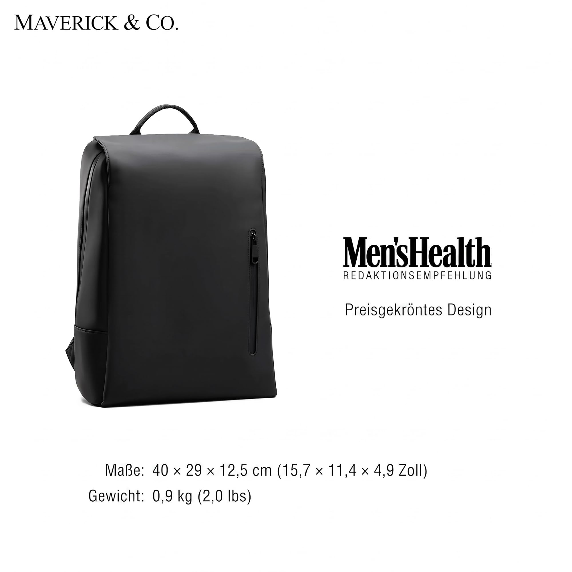 Maverick & Co. Vista Zaino Business 14,5L Laptop 16", Nero