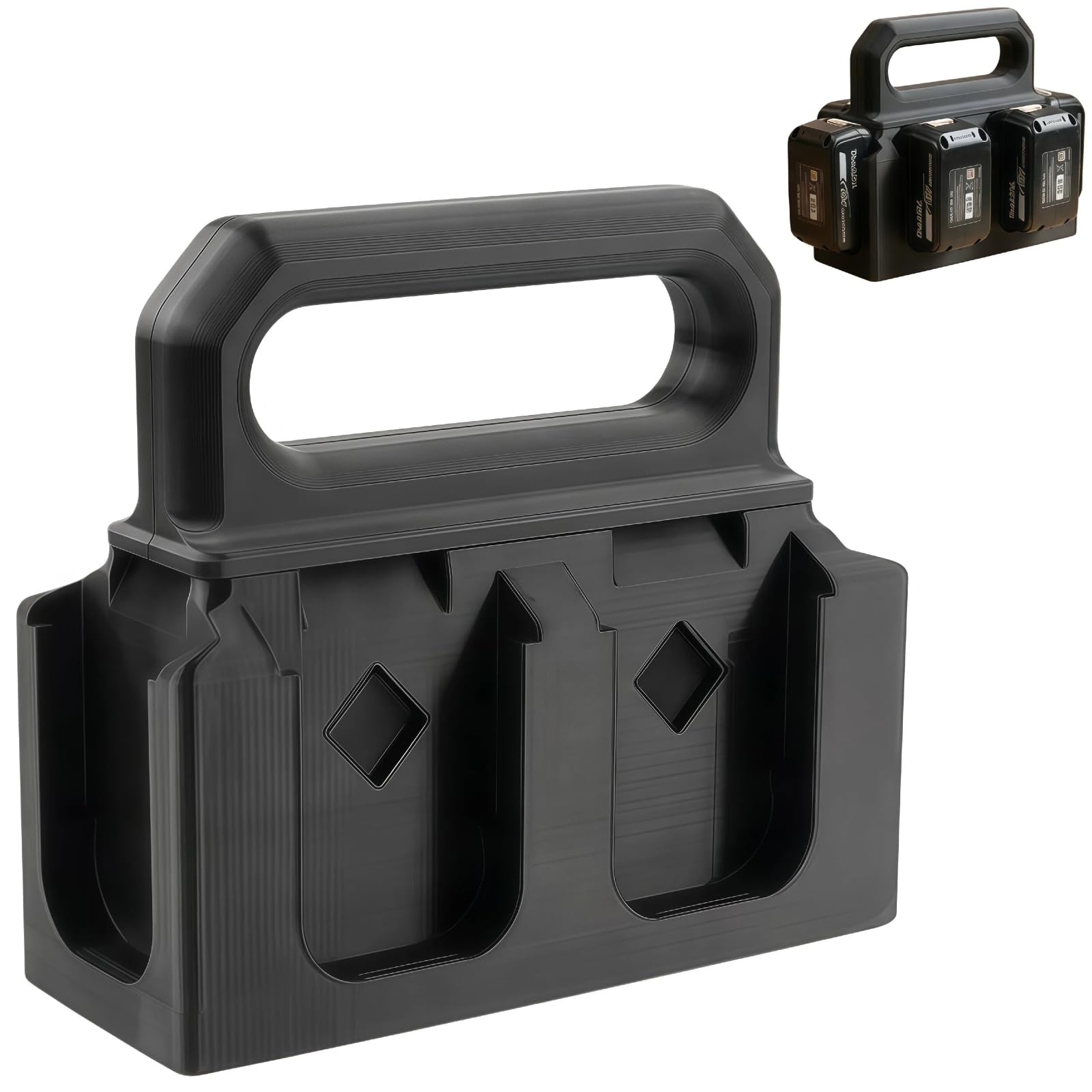 Heavy-Duty Battery Carrier Holder Compatible for ma 18V Cordless Tool Batteries, Portable Battery Storage Rack Organizer for Workshop, Jobsite and Tool Belt