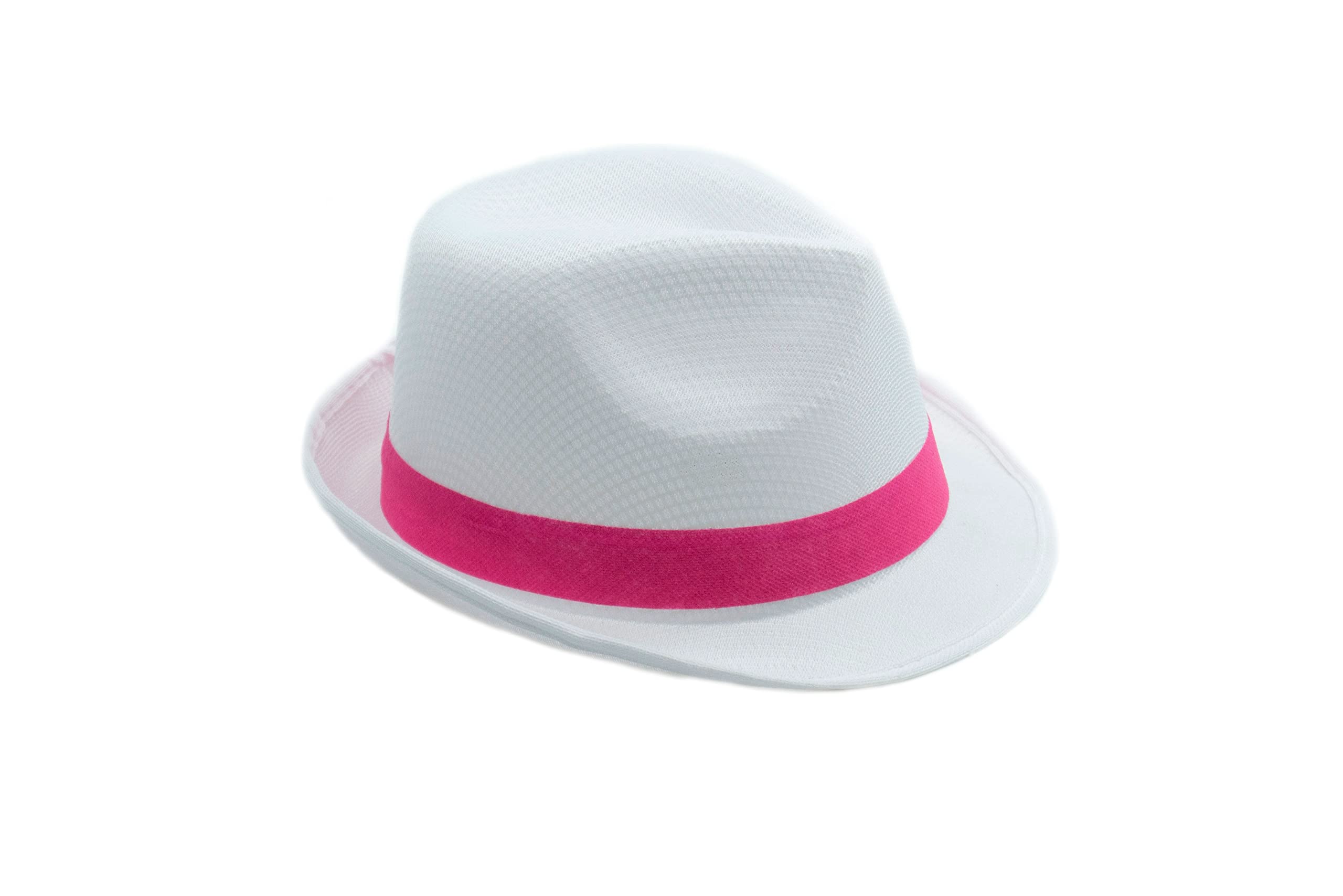 Partyhüte - PACK 10 bunte Hüte für Männer und Frauen - Wählen Sie die Farbe des Hutbandes (weiß Hut)