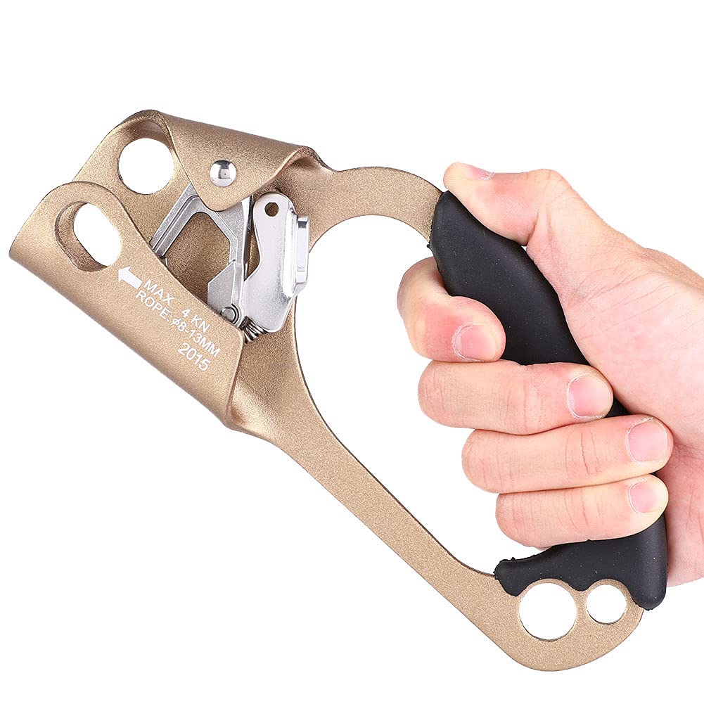 para Elevador de Rescate de Escalada Profesional, construcción de aleación de Aluminio y magnesio, Compatible con Cuerdas de 8-13 mm, fácil operación y Agarre Fuerte, (Color Titanio Claro)