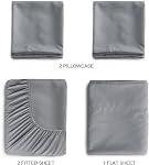 RV Feuilles de la Reine, Super Soft RV Feuilles de la Reine courte pour RV Campeur, 4 Feuilles de lit en pièces, poches profondes, draps extra doux et respirant, gris