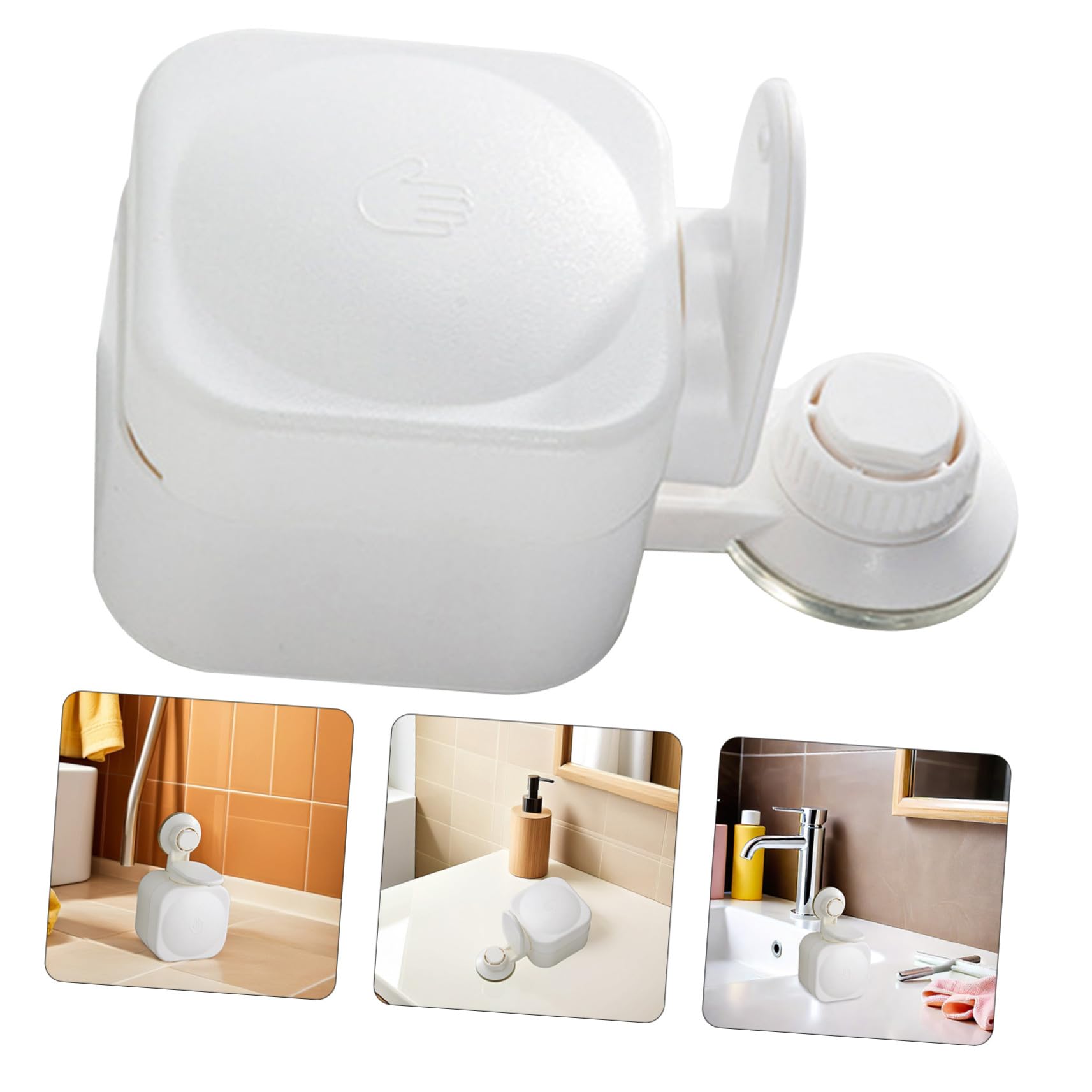 Dispensador de Jabón para Ducha de Baño Ventosa, Montaje en Pared sin Taladro, Plástico Abs de Color Claro, Manual Fácil de Presionar, Uso en Baño y Cocina, Diseño Compacto