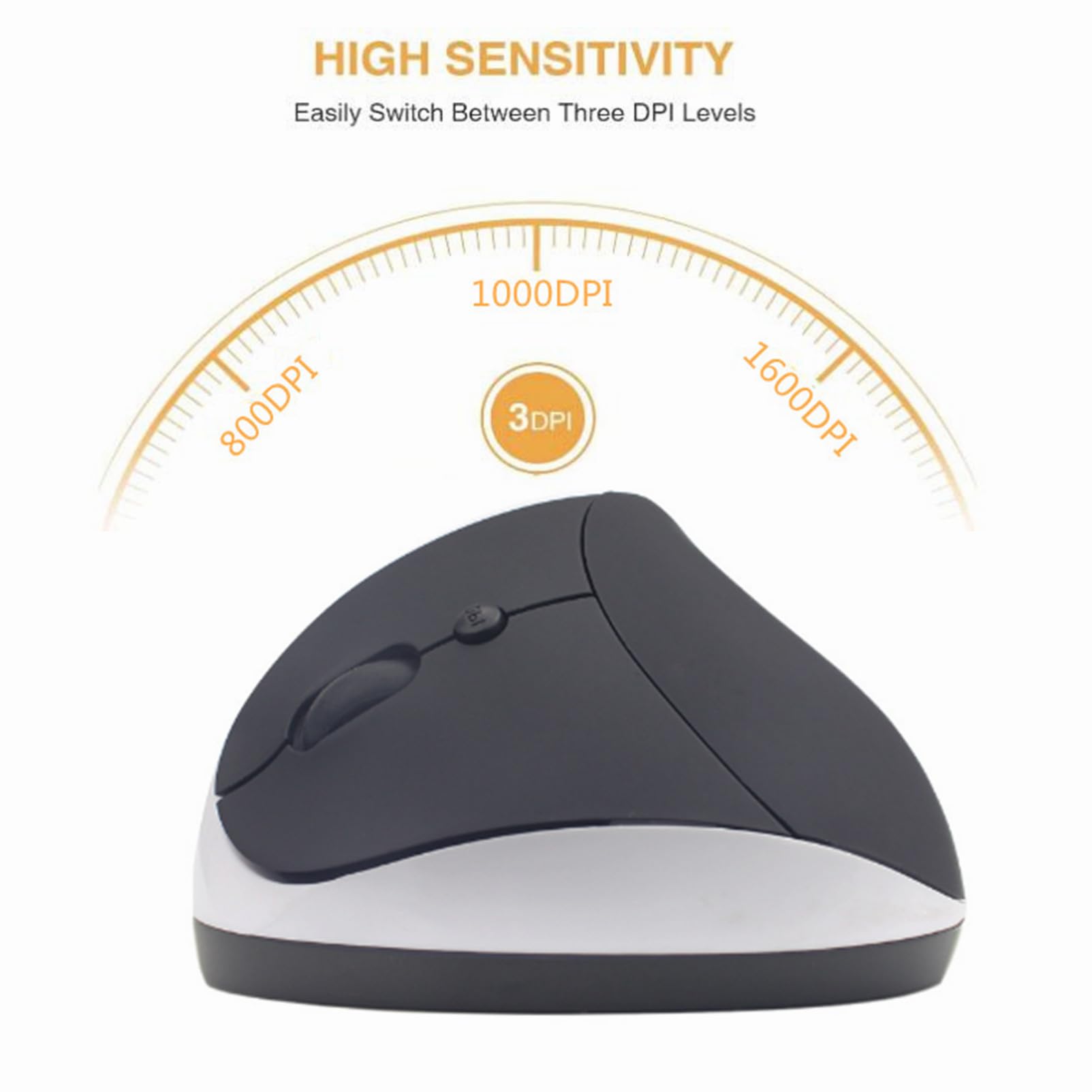 Mouse per mancini, mouse ergonomico verticale ricaricabile 2.4G wireless con ricevitore USB, 6 pulsanti 3 DPI regolabili 800/1200/1600 per computer portatile PC desktop appositamente per