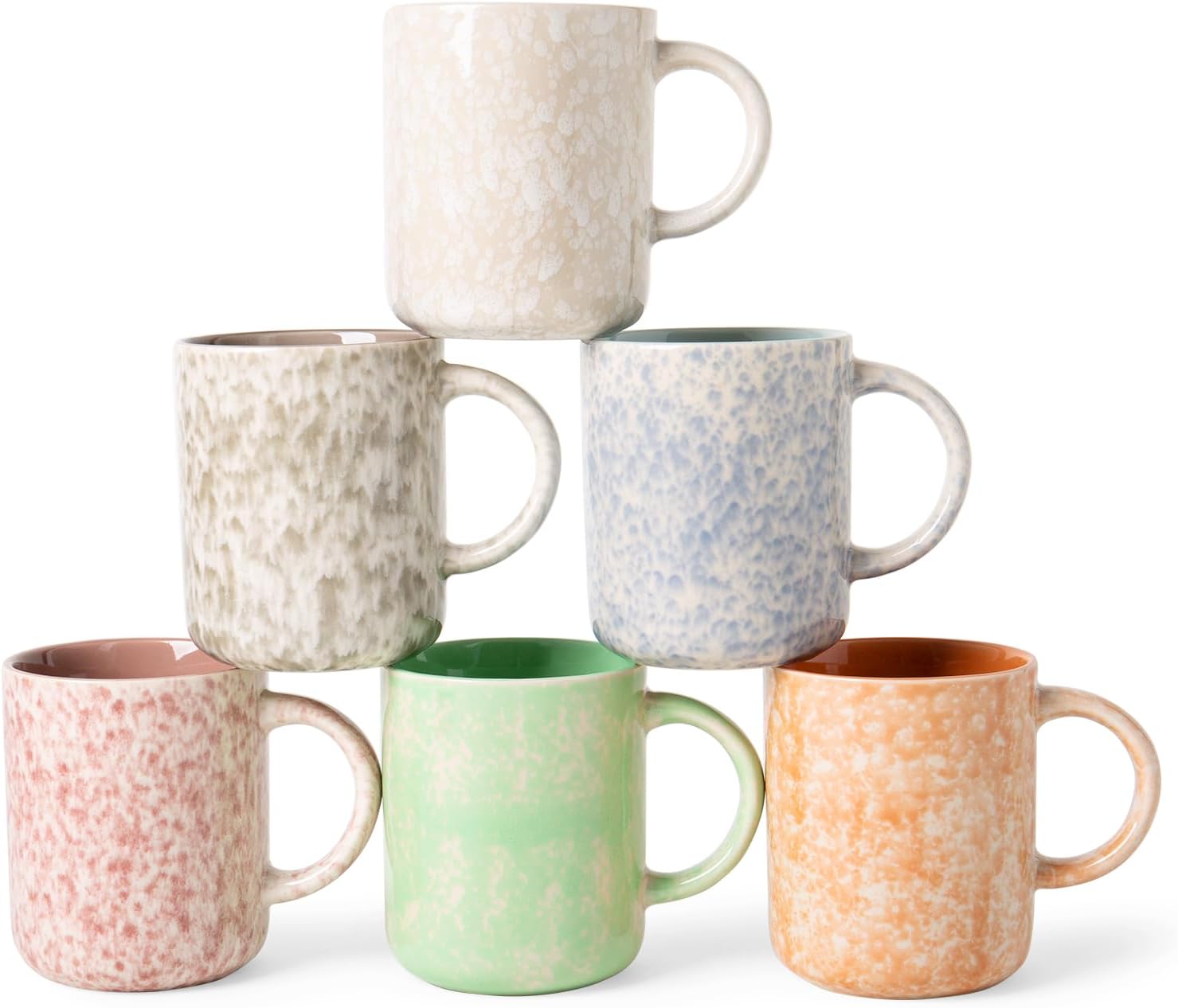 17 oz coffee mugs set of 6 with unique glaze
