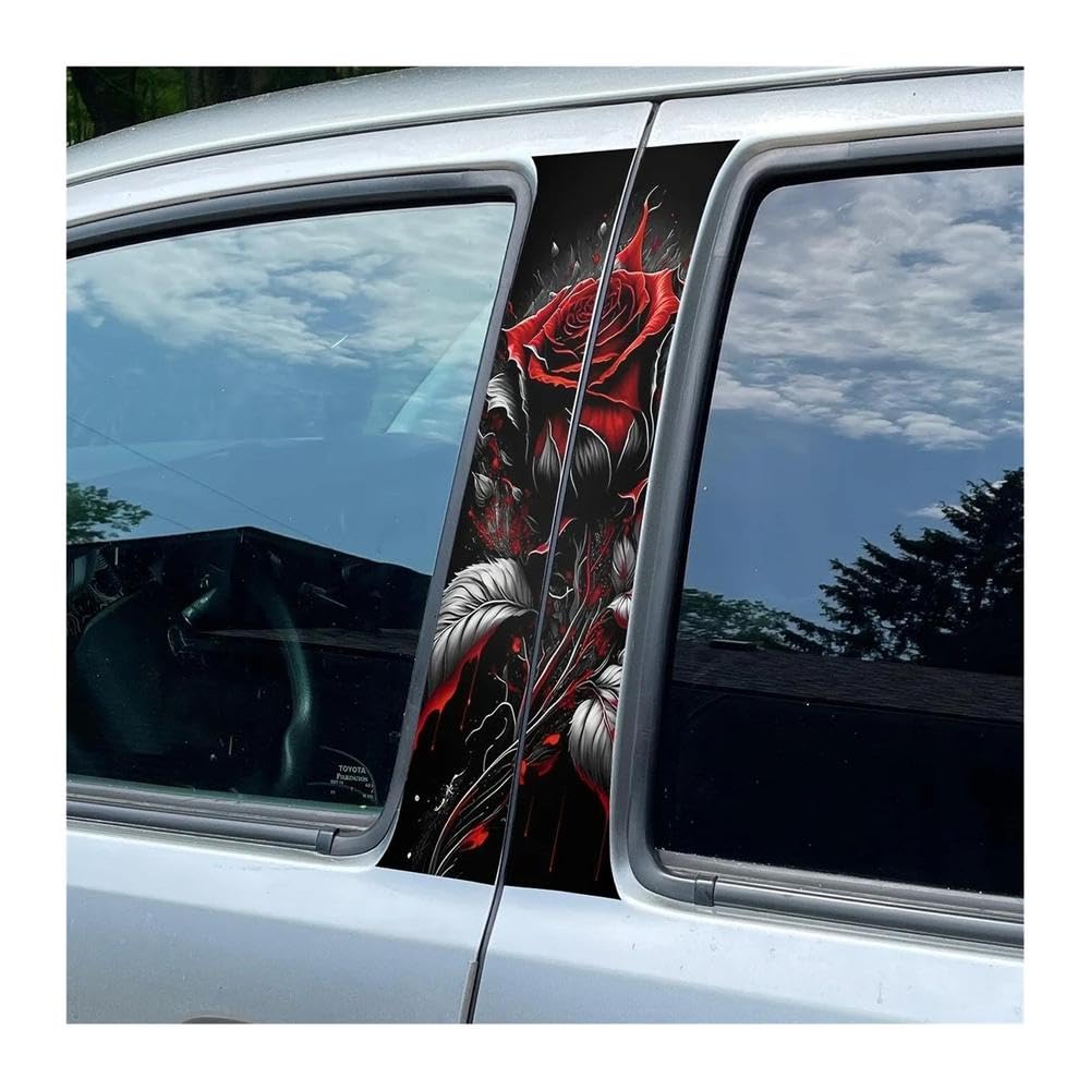 Decorative Items 2pcs Car Center Pillar Sticker Vibrant Red Rose Auto B-Pillar Waterproof Protective Film