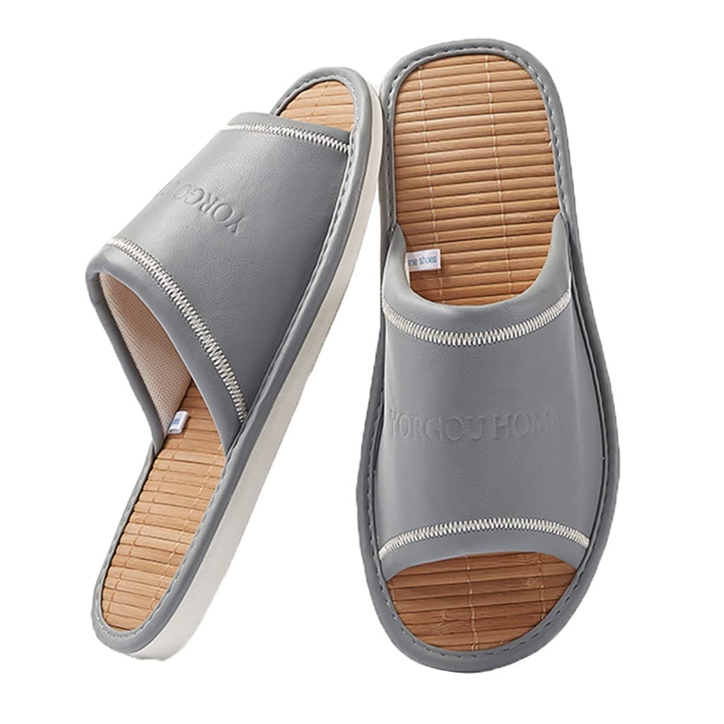 Zapatillas para Mujer de Interior, Zapatillas de Lino de algodón con Punta Abierta para Interiores de Cuero de PU, Zapatillas de Interior Antideslizantes de Verano de Lino Unisex de (Color: Verde,