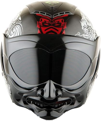 Martian - Casco de fibra de carbono auténtica para motocicleta modular con tapa completa, color negro (3.5 libras), aprobado por DOT.