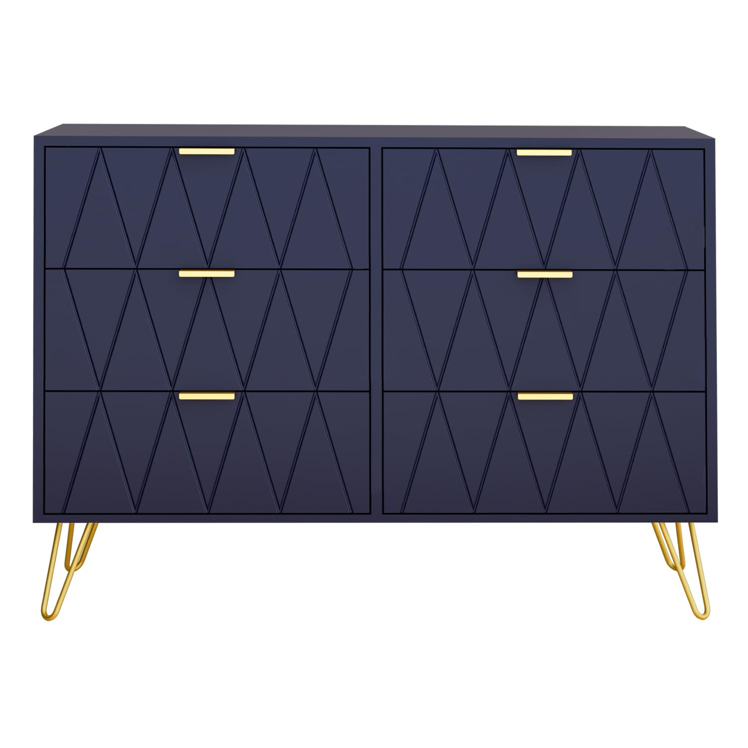 UEV Cassettiera 6 Cassetti, Comò in Legno ingegnerizzato, Mobile Cassettiera Salvaspazio per Camera da Letto, Soggiorno, 100 x 34 x 73cm, Blu